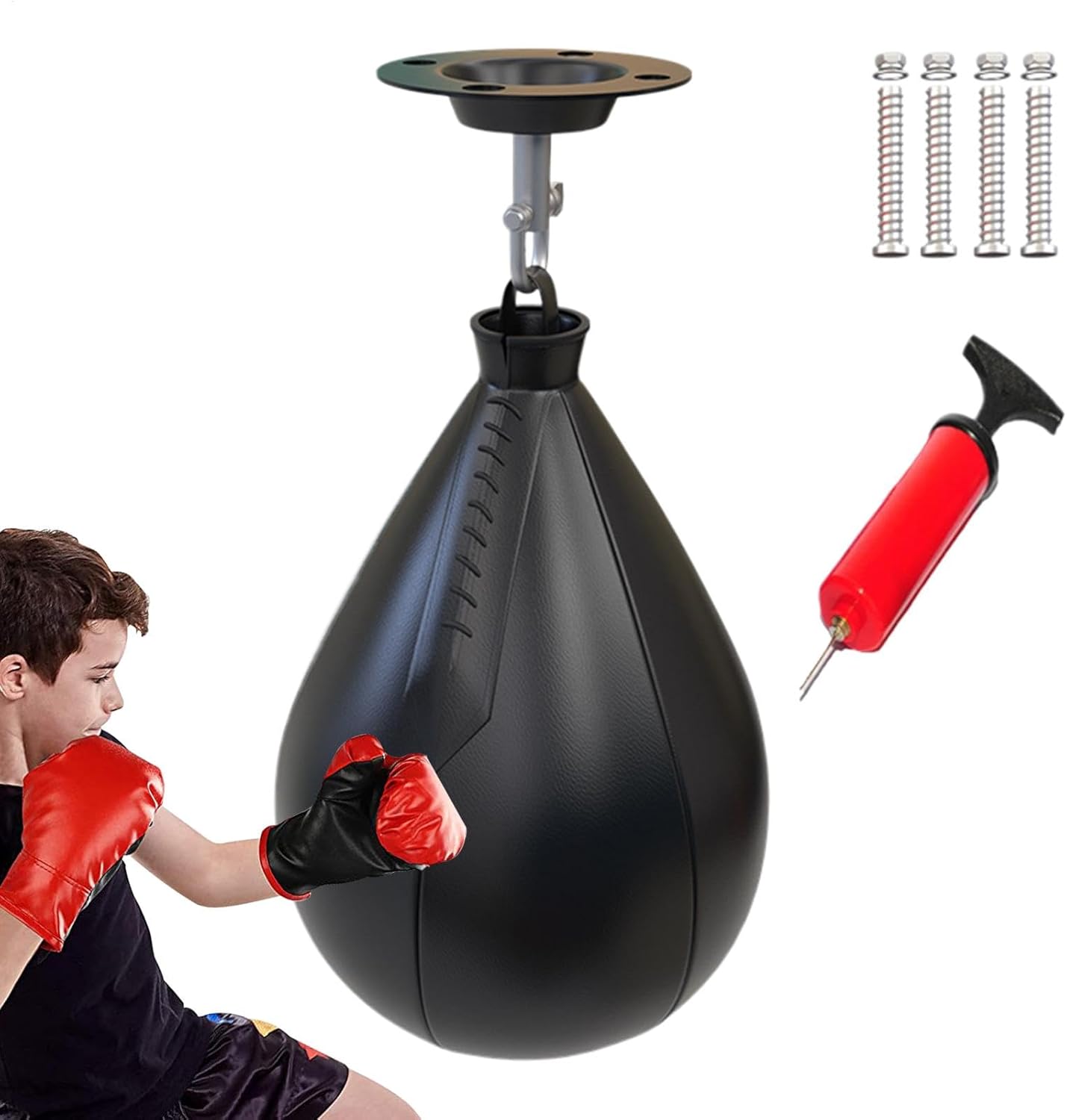 Speedbag Boxing Set, Dangling Pear Shaped, Portable Swivel Ball, Gym Reusable Boxing, Speed Bag Men Women, Boxing Training Gear, Punching Bag Gym, Fitness Workout Tool, Adjustable Boxing Set, Exercise