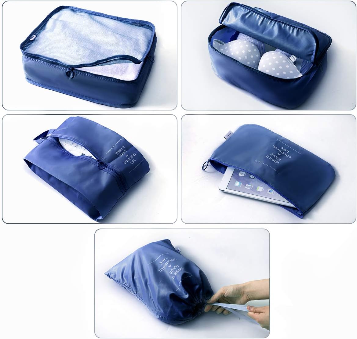 5Set/7Set Travel Luggage Packing Organizers Durable Packing Cubes with Laundry Bag and Shoe Bags