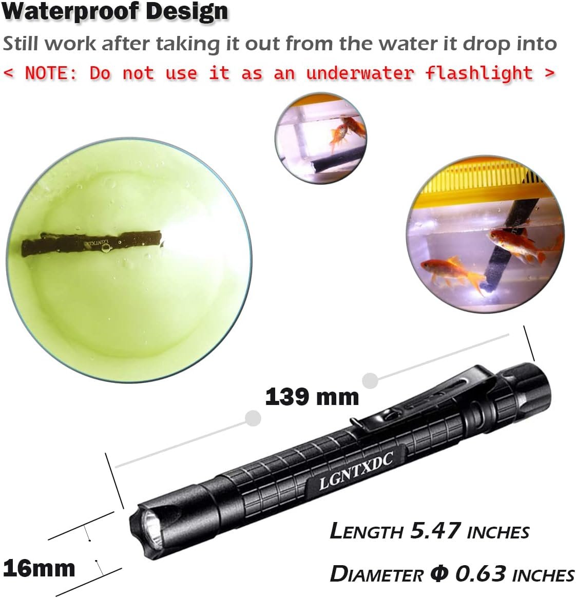 LGNTXDC LED Pen Light, 5 Pcs Ultra-Bright Aluminum Small AAA Mini Flashlights Tactical Penlight with Pen Clip, Non-Slip Waterproof IPX4 Pocket-Size, XDC140 Pro