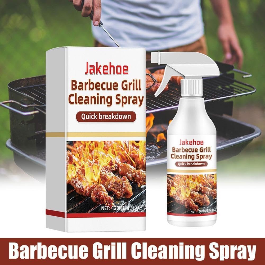 Wmool 120ml Portable Outdoor Barbecue Rack Cleanser Atomizing Strong Deoiling Stain Outdoor Easy Removal Use Cleaning Essentials Remover For Kit Grate Grill, Spray BBQ Degreaser BBQ &