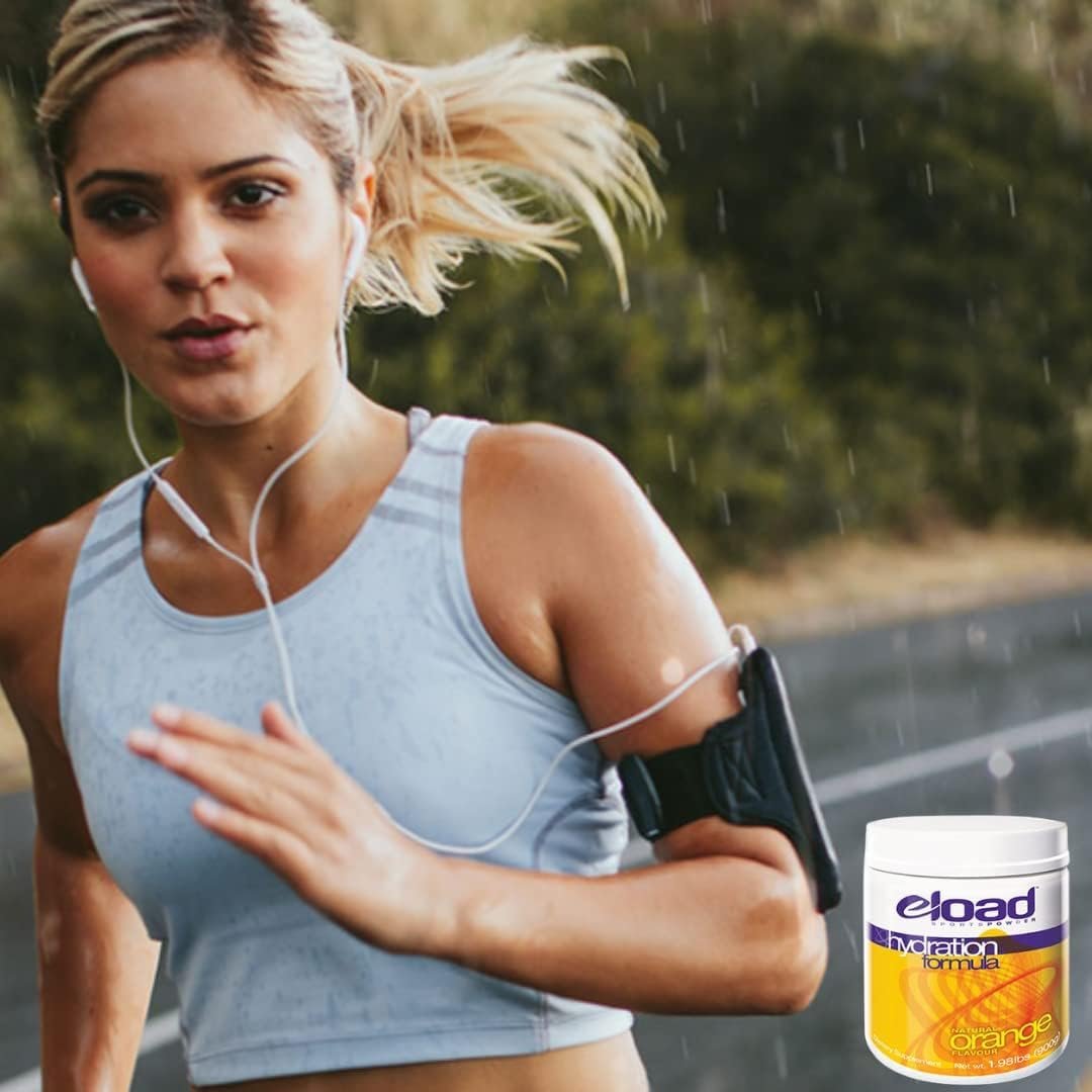 Eload Canadian-Made Sports Hydration Electrolyte Powder Drink Mix - Natural Taste, Vegan and Non-GMO - Orange Flavour Drink Supplement, 30 Servings - Perfect for Competing & Training