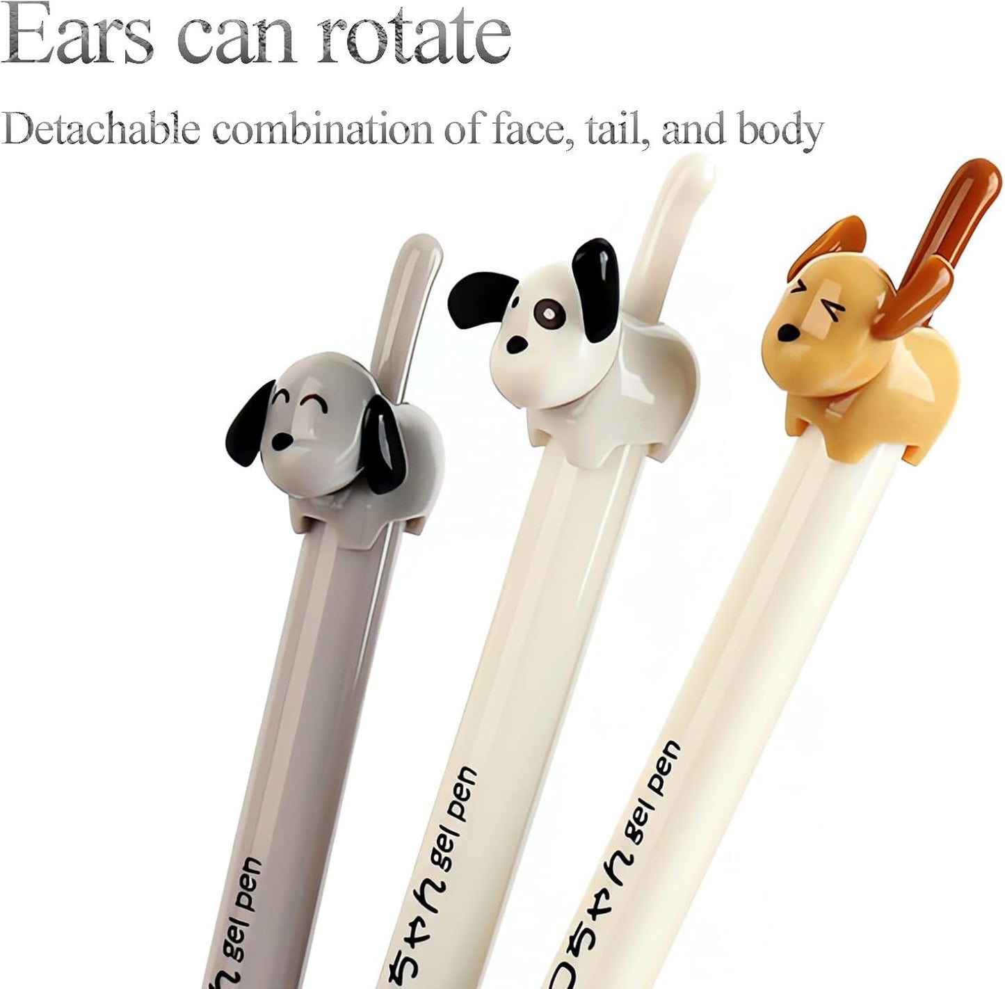 JUNXAKA 12 Pcs Retractable Dog Gel Pens, Fine Point 0.5mm Black Ink Cute Fun Animal Ballpoint Dog Pens Writing Vet Gifts Stationery Supplies (12pcs dog pens)