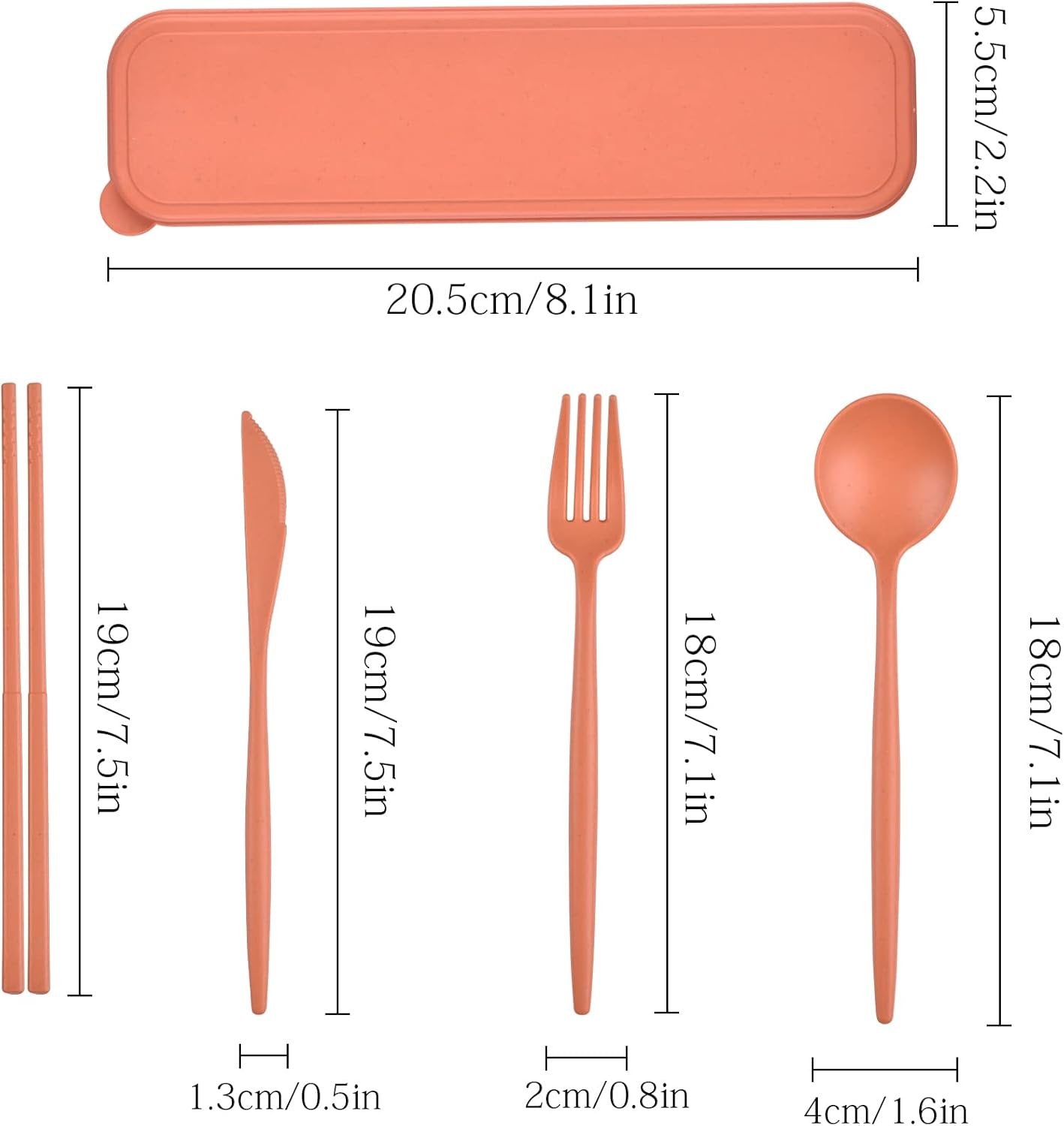 Travel Cutlery Set with Case, Plastic Cutlery Set, Reusable Utensils Set with Case, Portable Camping Cutlery Set for Lunch Box School Office Picnic Travel or Daily Use (4 Colors)