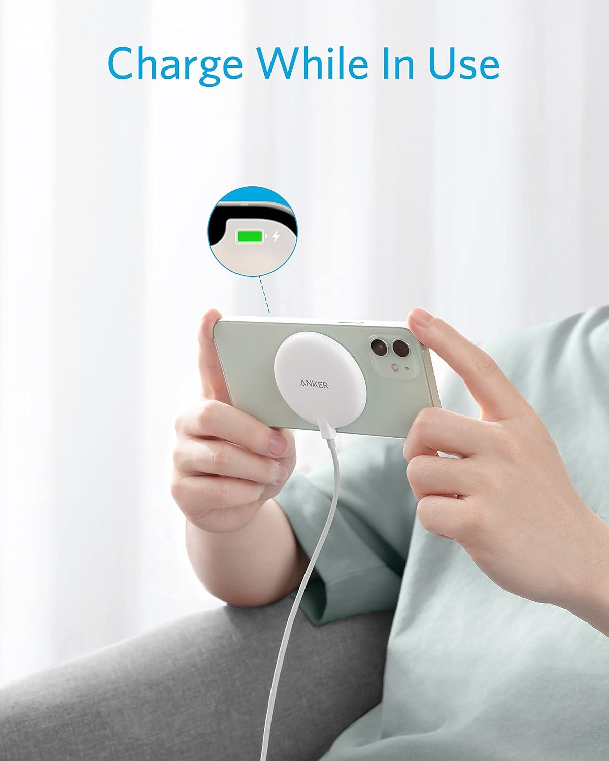 Anker PowerWave Magnetic Wireless Chargers 5 ft Built-in USB-C cable, compatible with Magsafe for iPhone 16/15/14/13 series