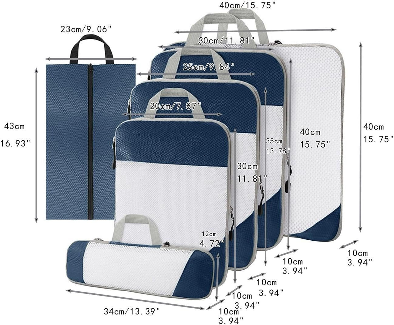 Gralara Ultimate Travel Packing Cubes Set for Seamless Organization, Navy Blue