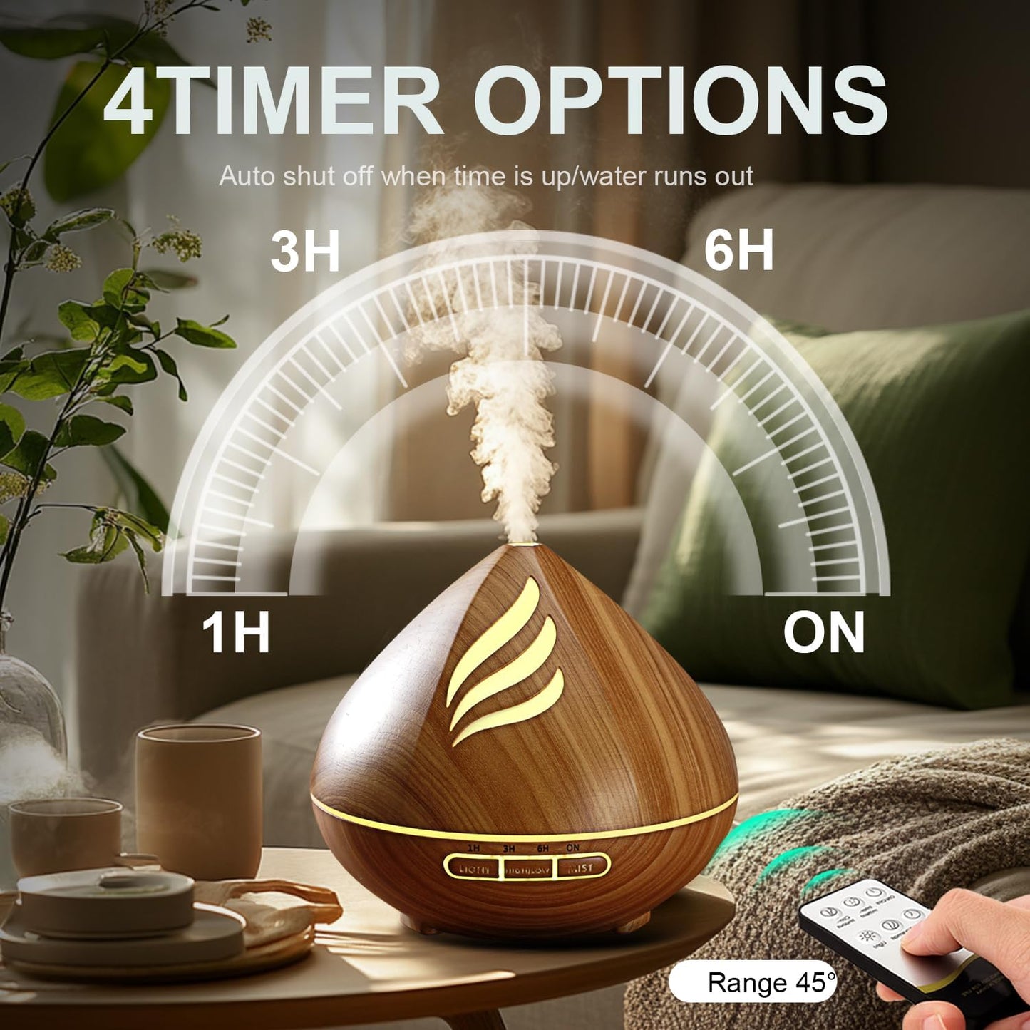 Essential Oil Diffuser, 500ML Aroma Diffuser with Remote Control Air Fragrance Aromatherapy Diffuser for Office Home Bedroom Mist Humidifier with 14 Colors LED Lights and Auto-Off Switch