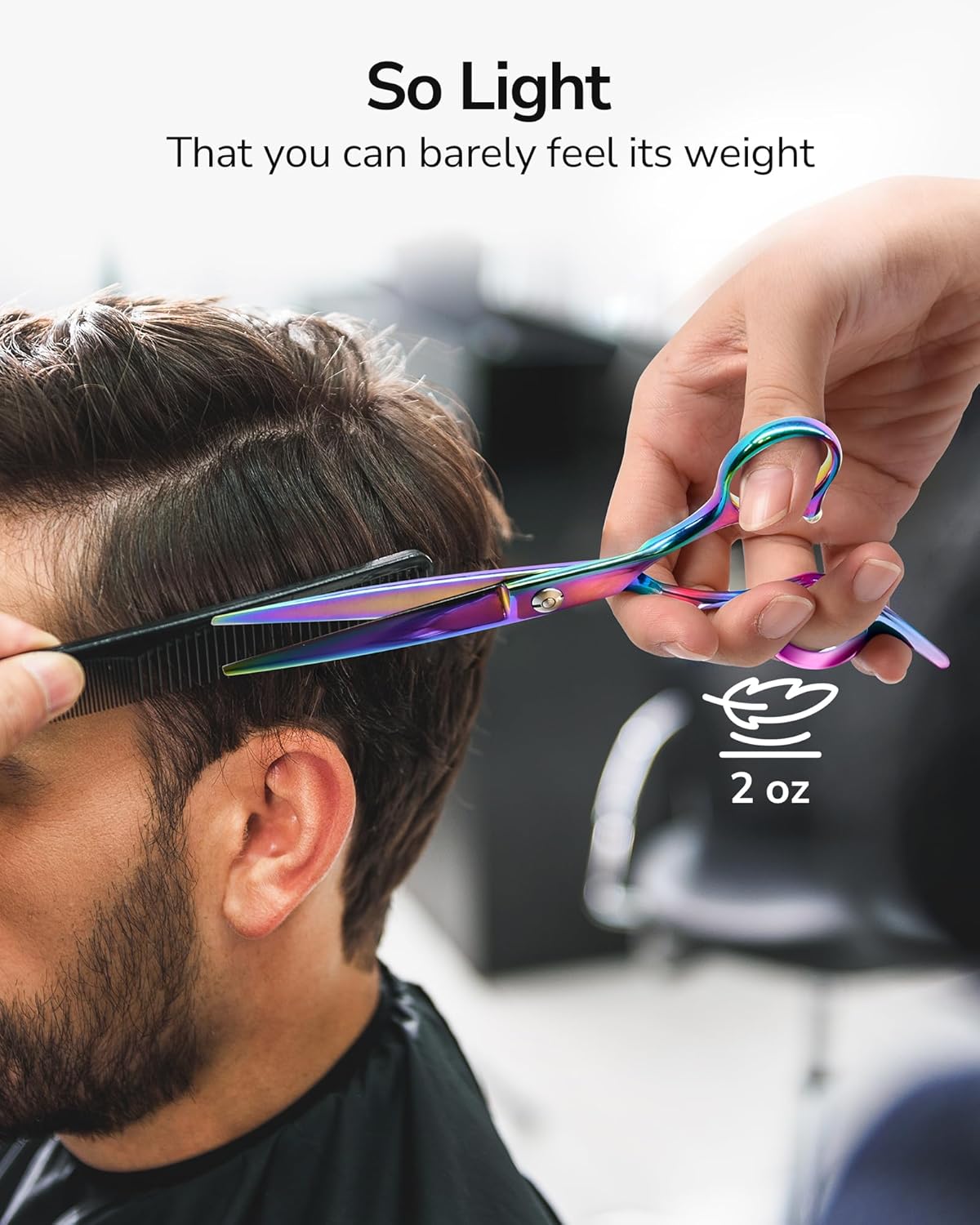 ULG Hair Cutting Scissors, Professional Hair Scissors 6.5 inch Right-Hand Razor Edge Barber Shears Salon Hair Cutting Shears Made of Japanese Stainless Steel, Hand Sharpened Multicolor