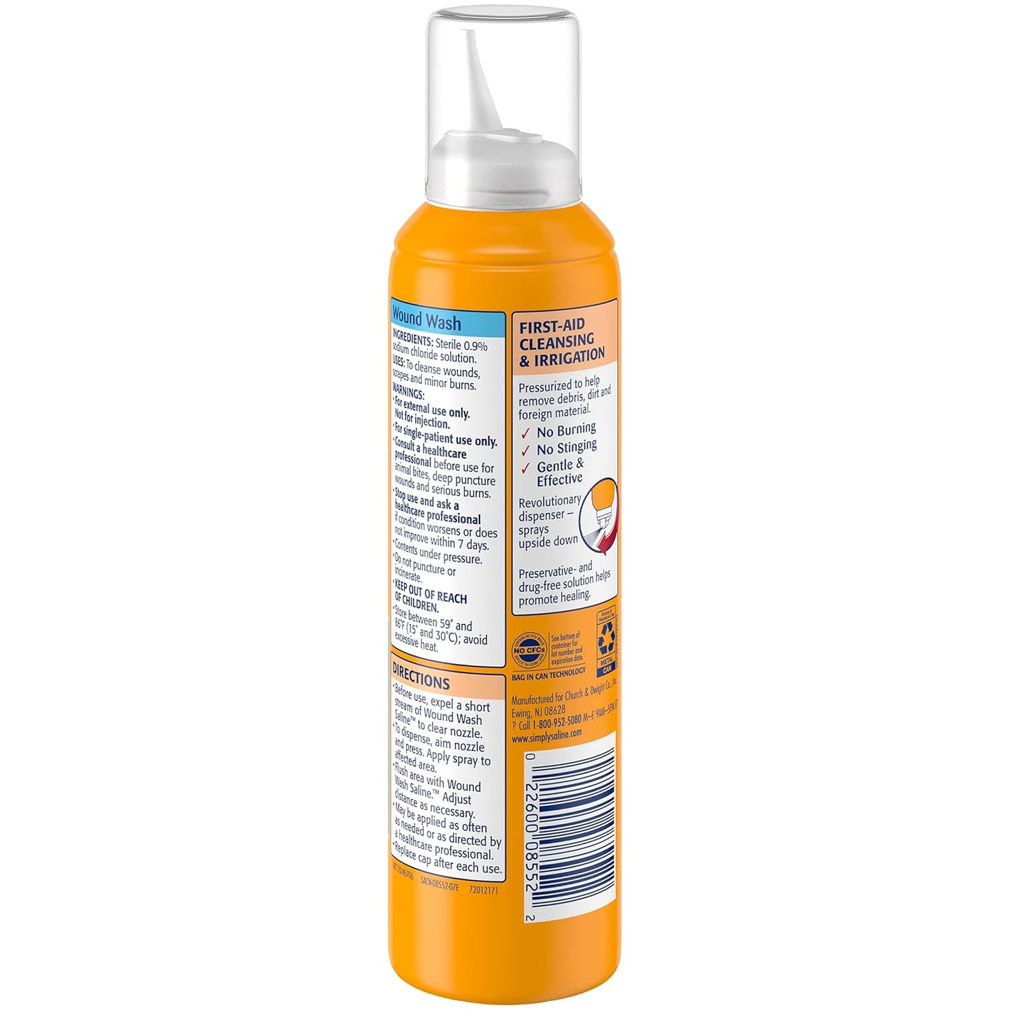Arm & Hammer Simply Saline Wound Wash 7.4 Ounce - 4 Pack