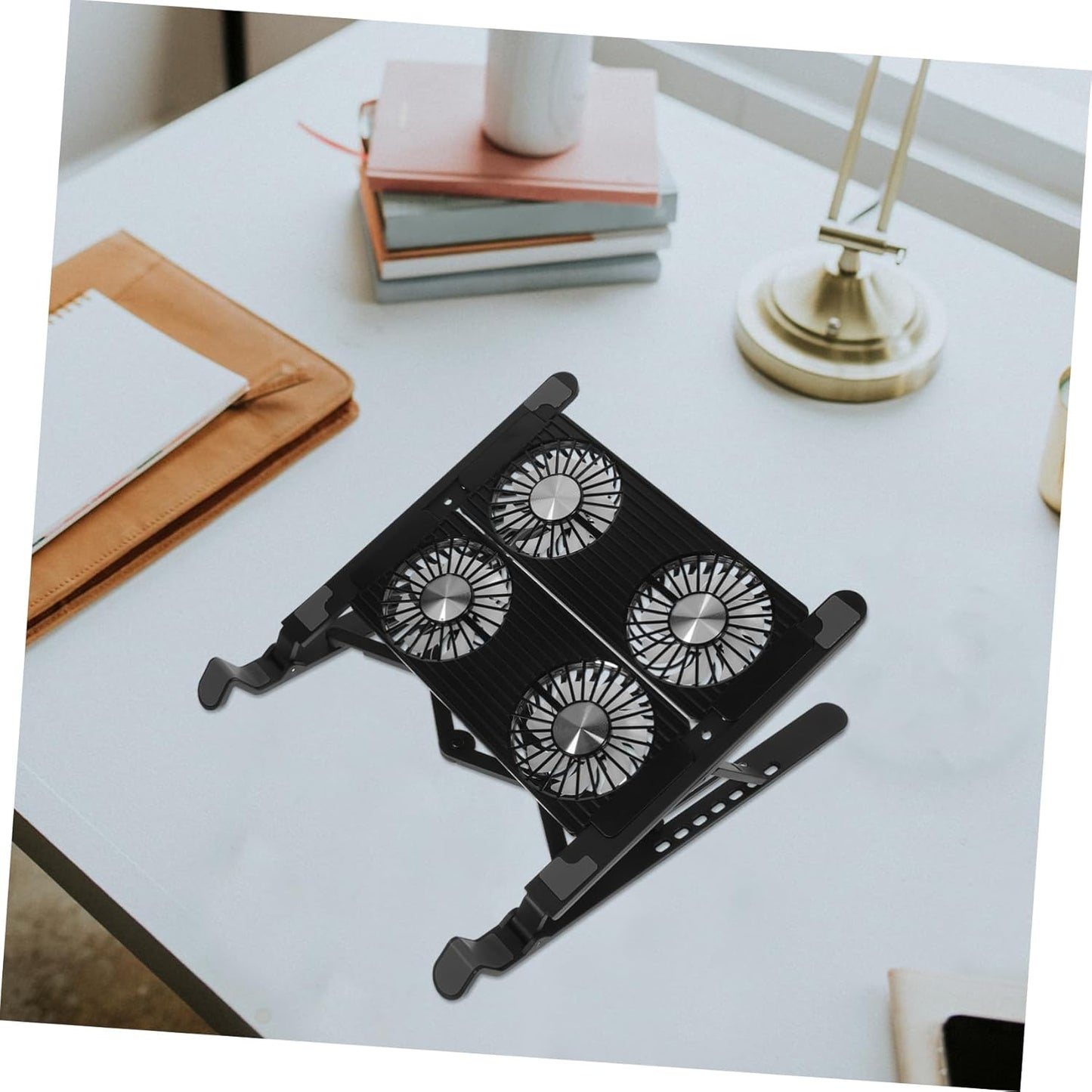KALLORY 1 Set Adjustable Laptop Cooling Stand with USB Fan Control Multi Functional Notebook Cooler Pad for Comfortable Usage and Efficient Heat Reduction Design for Long Hours of Work