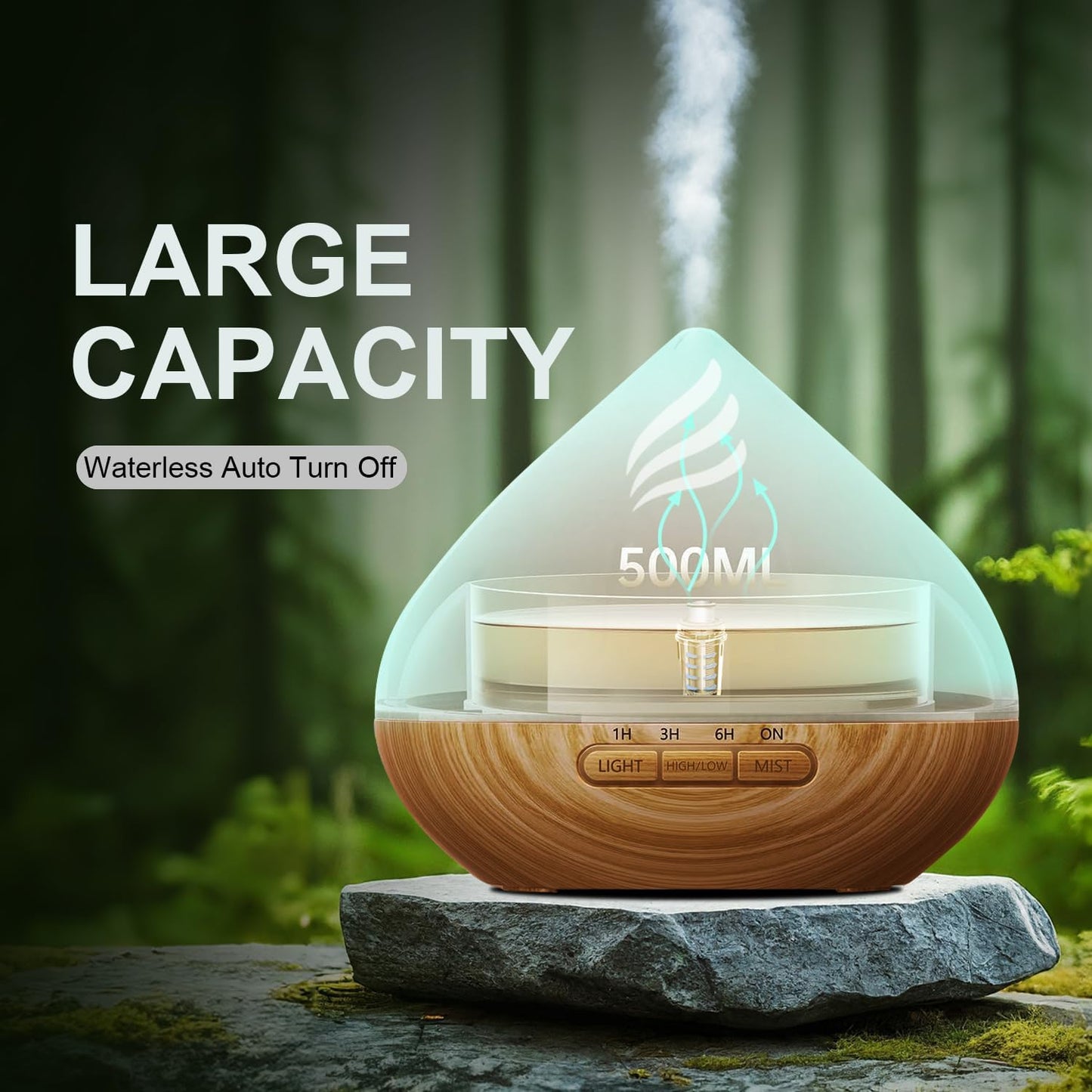 Essential Oil Diffuser, 500ML Aroma Diffuser with Remote Control Air Fragrance Aromatherapy Diffuser for Office Home Bedroom Mist Humidifier with 14 Colors LED Lights and Auto-Off Switch