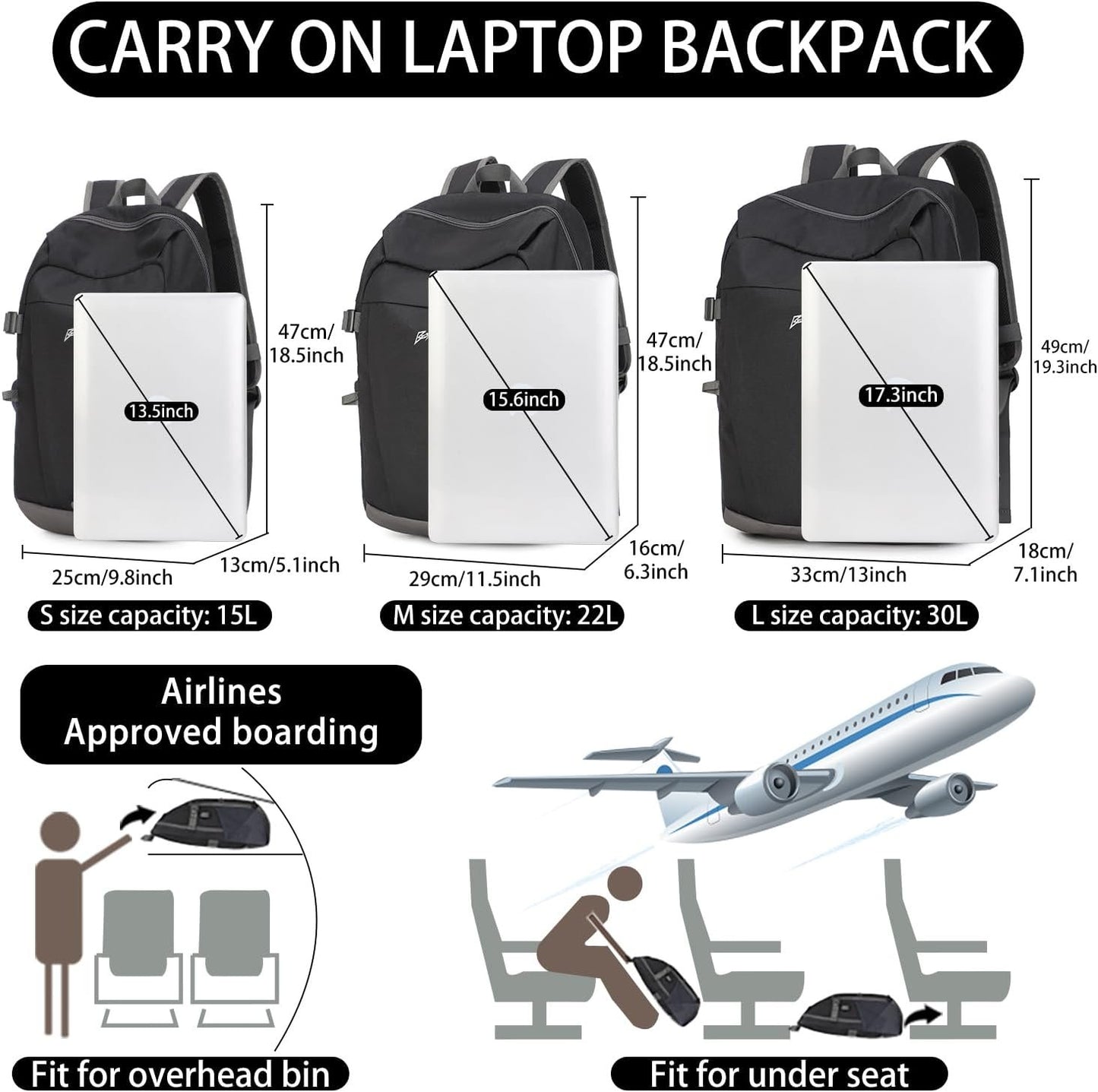 BESMART Travel Laptop Backpack for Women in 3 Size,TSA Fridendly Backpack fits 13.5/15.6/17.3 inch Laptop with USB Charging Port, Lightweight College Backpack for Hiking/Sport/Outdoor