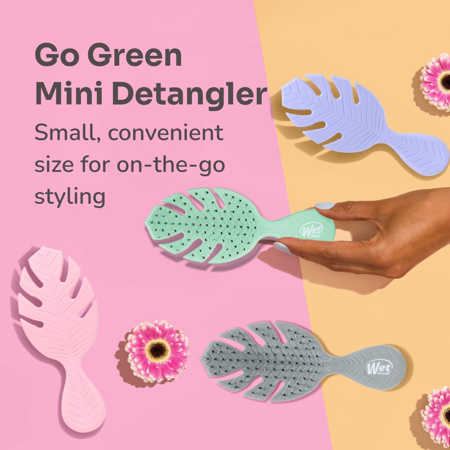 Wet Brush Go Green Mini Detangler, Grey - Detangling Travel Hair Brush - Ultra-Soft IntelliFlex Bristles Glide Through Tangles & Gently Loosens Knots While Minimizing Pain, Split Ends & Breakage