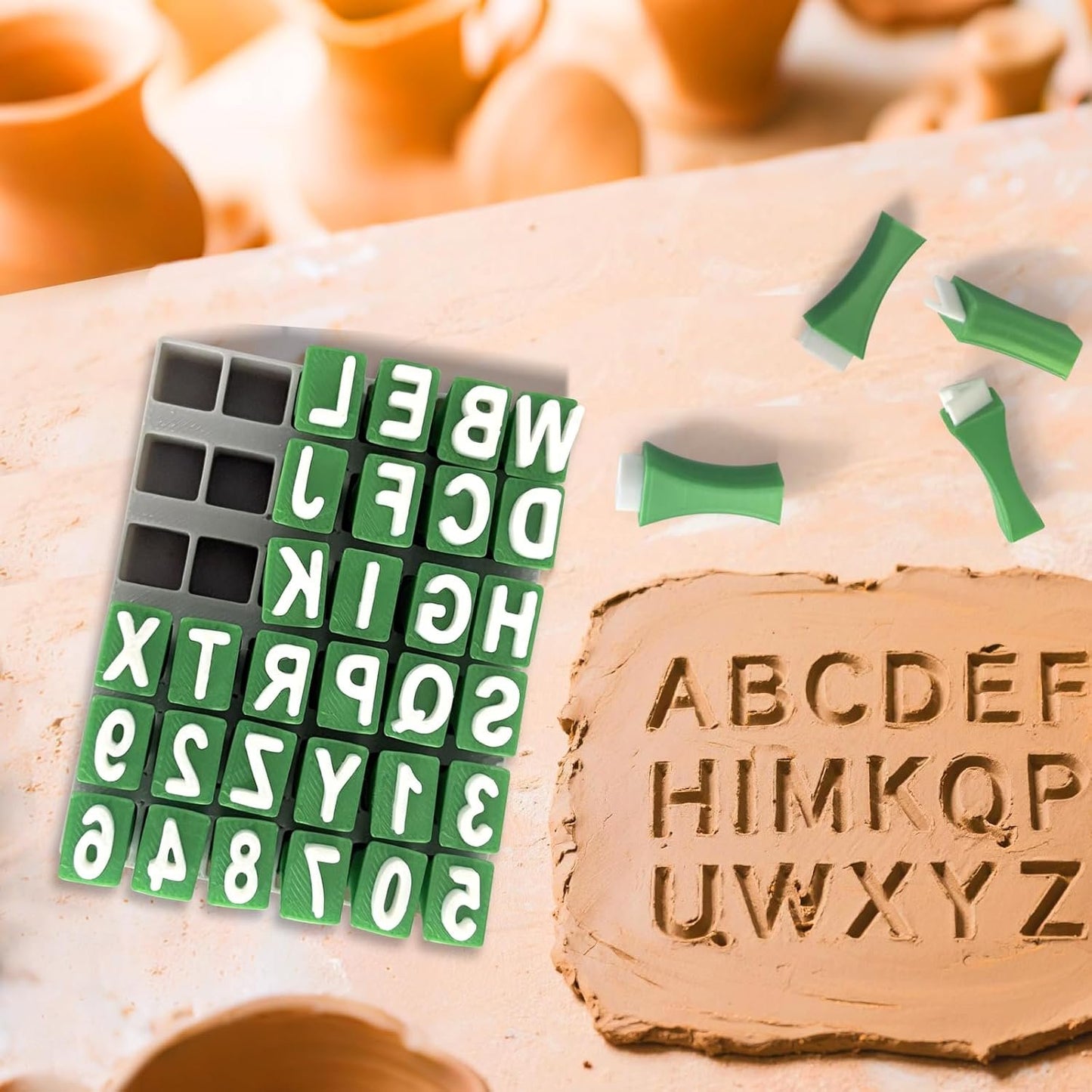 Letter Stamps for Clay, Letters Stamp, 36 PCS Clays Lettered Stamped Clayey Stamping for Making Pottery Cookies DIY Cakes Baking 1 Set