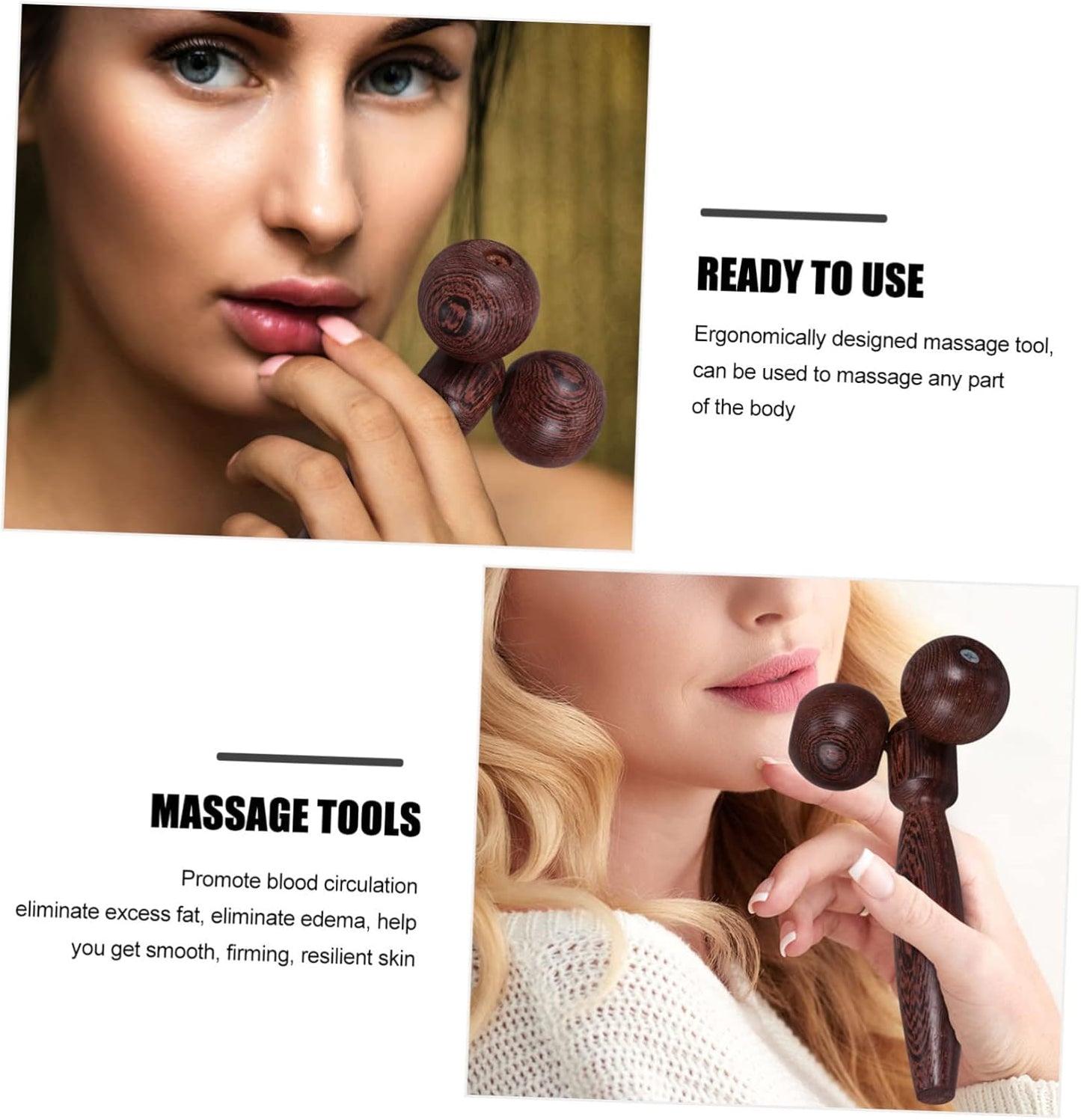 BCOATH Elegant Wooden Face Massager Portable for Body Face Arms Legs Aging Skin Tightening Tool