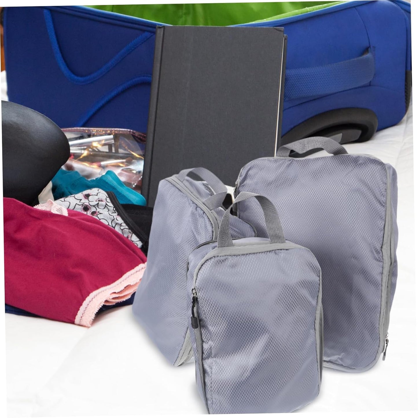 LIFKOME 3Pcs Travel Storage Bag Compression Organizer Bags for Clothes Shoes Toiletries and Lightweight Travel Packing Cubes for Easy Organization