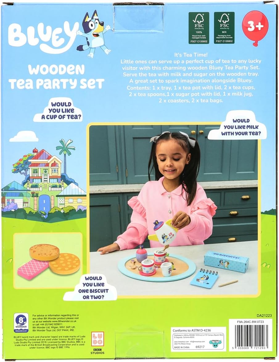 Bluey Wooden Tea Party 18-Piece Activity Toy Playset
