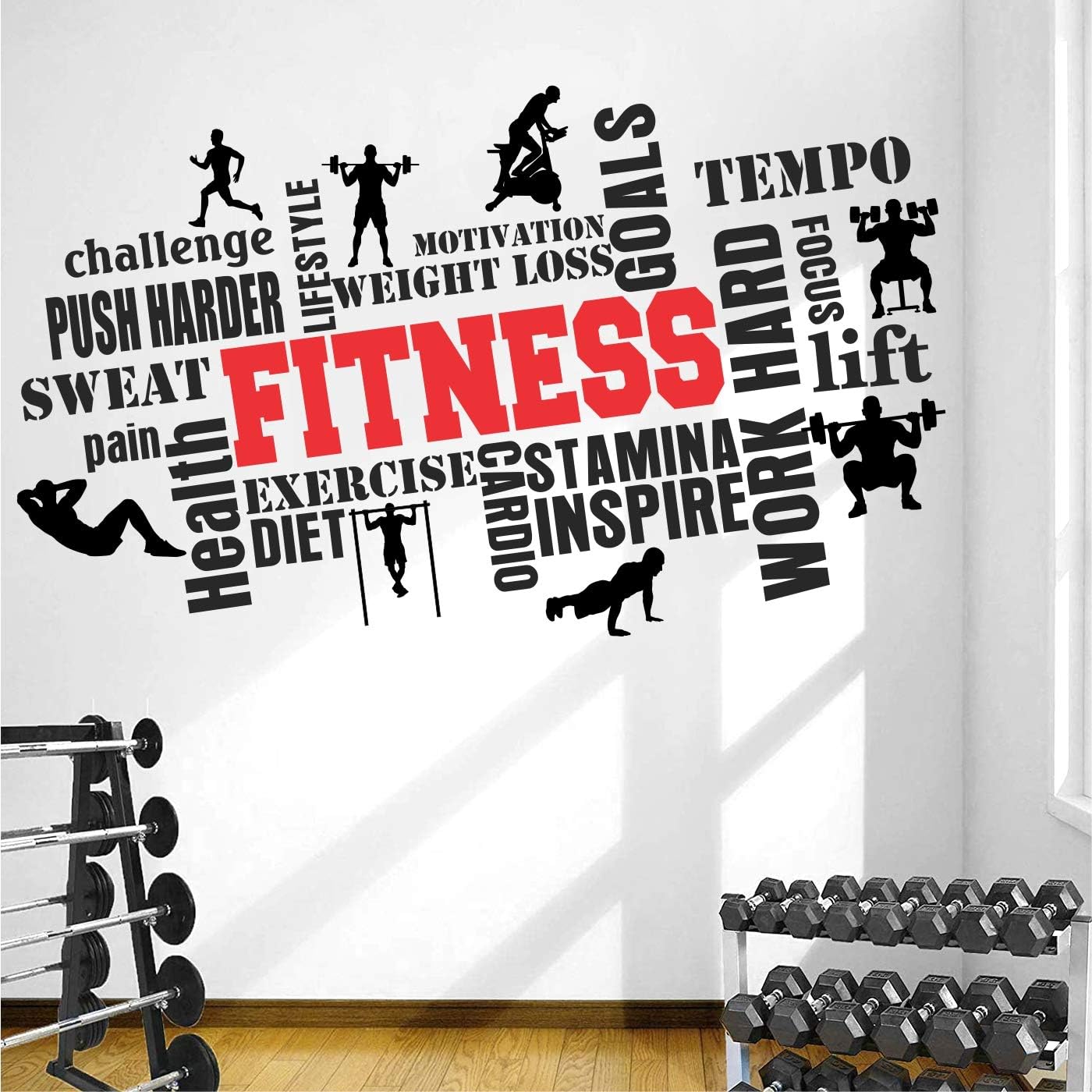 StickMe Gym Fitness Bodybuilding Motivation Sports Wall Sticker (110 x 65 cm, Multicolour, Vinyl)