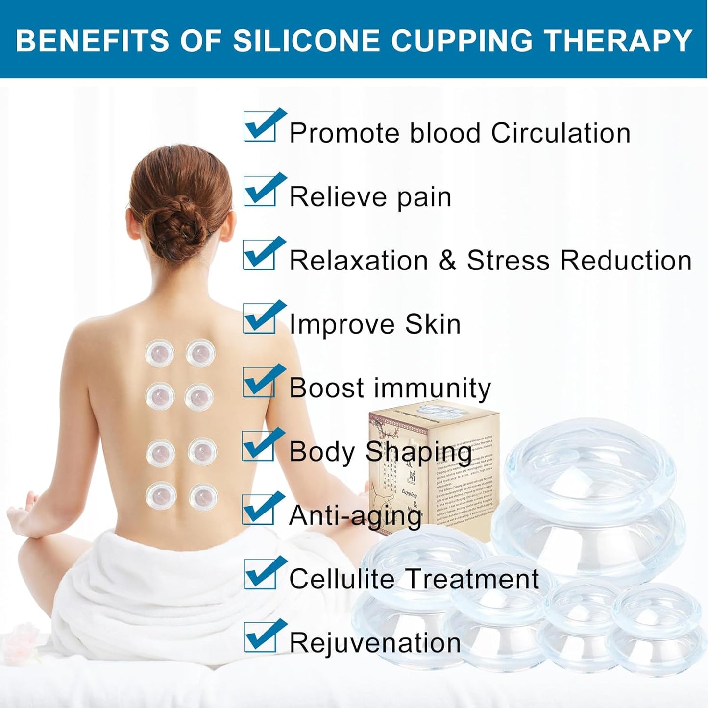 Shinefuture Cupping Therapy Set, Massage Cupping Therapy Sets,Silicone Cupping Therapy Sets ,Massager Tools for Joint Pain Relief, Self Silicone Massage Cups for Deep Muscle
