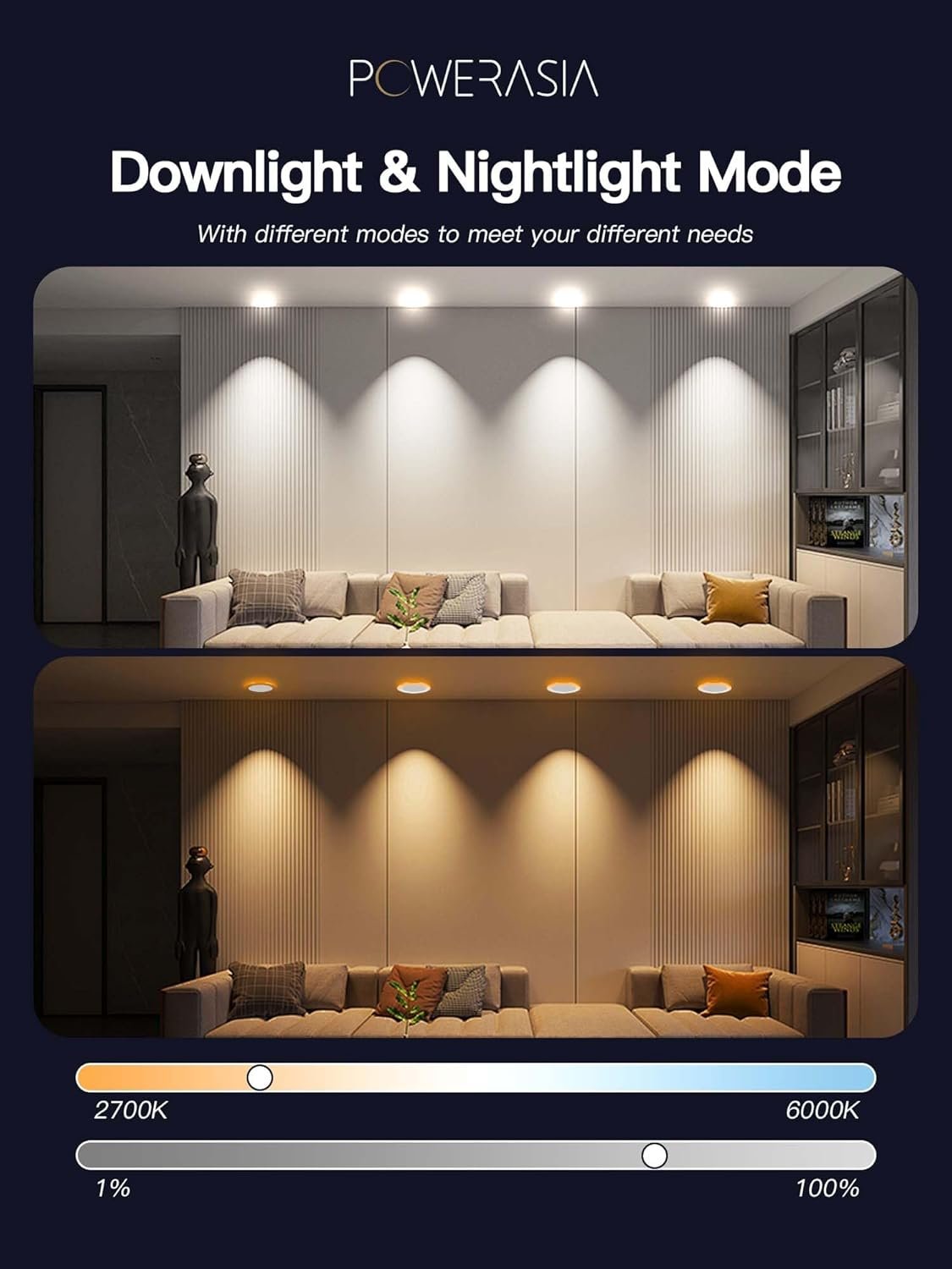 12 Pack 6 Inch Smart LED Recessed Lighting with RGB Back Light, 12W 1200LM Smart LED Recessed Lights with Junction Box, 2700K-6000K Color Changing Work with Google Assistant/Siri, Hub INCL