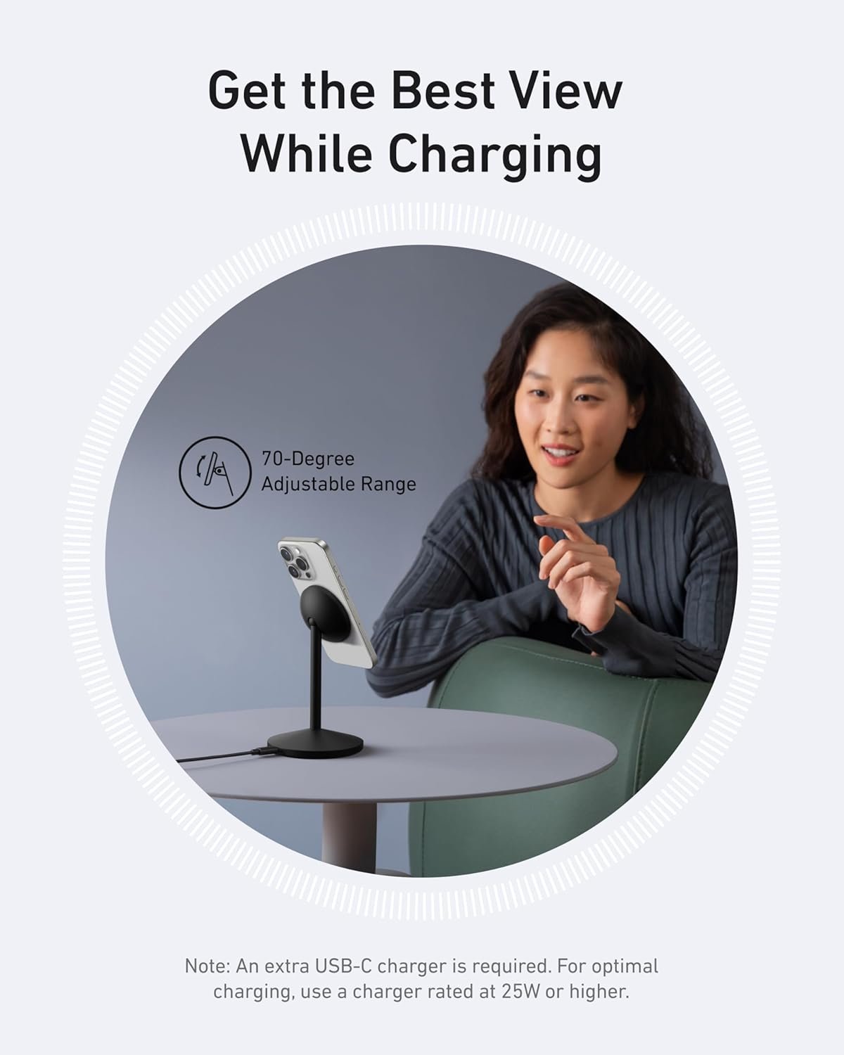 Anker MagGo iPhone 16 MagSafe-Compatible Wireless Charger, 15W Fast Wireless Charging Station, Qi2 Certified 360° Rotation Charger, for iPhone 16//15/14 Series and AirPods (Black, 1 Pack)
