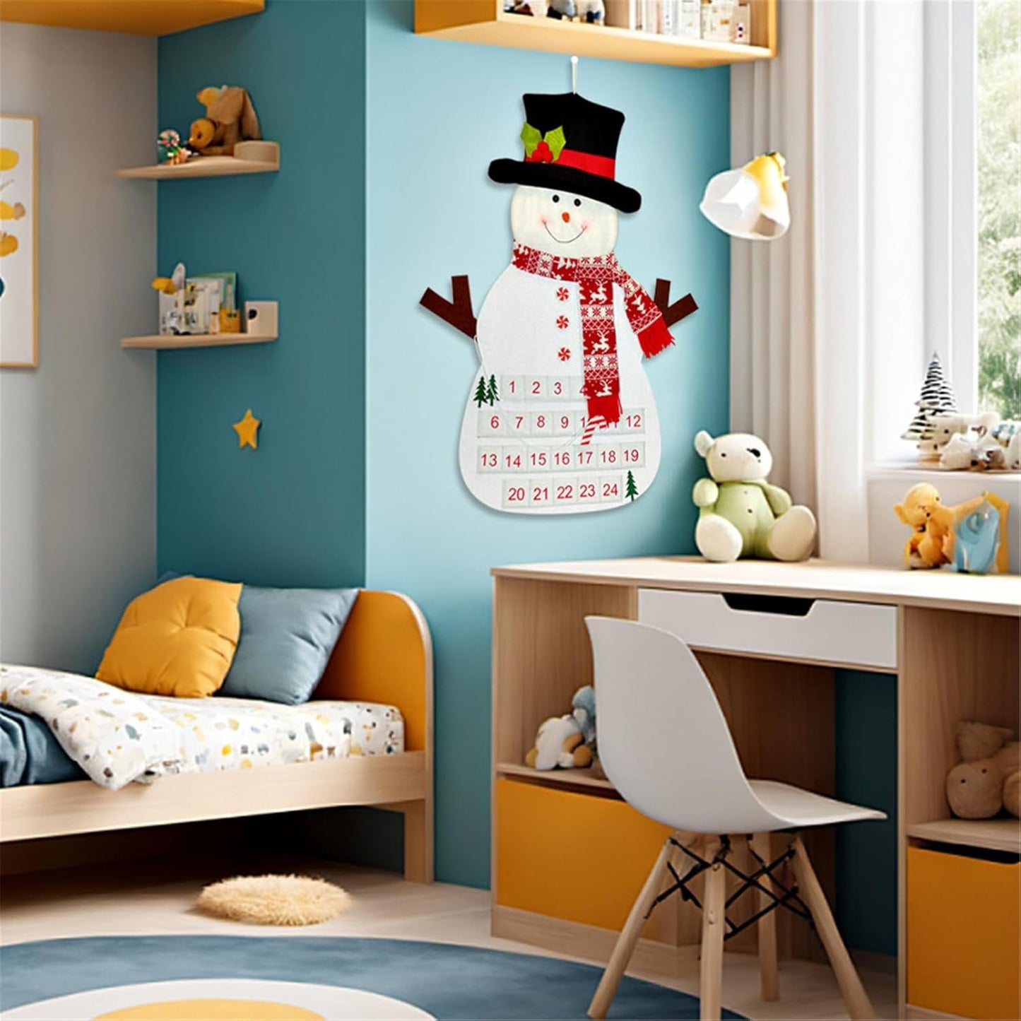 Calendario dell'Avvento a forma di albero di Natale, ornamento da appendere alla parete, decorazione in tessuto per casa e ufficio
