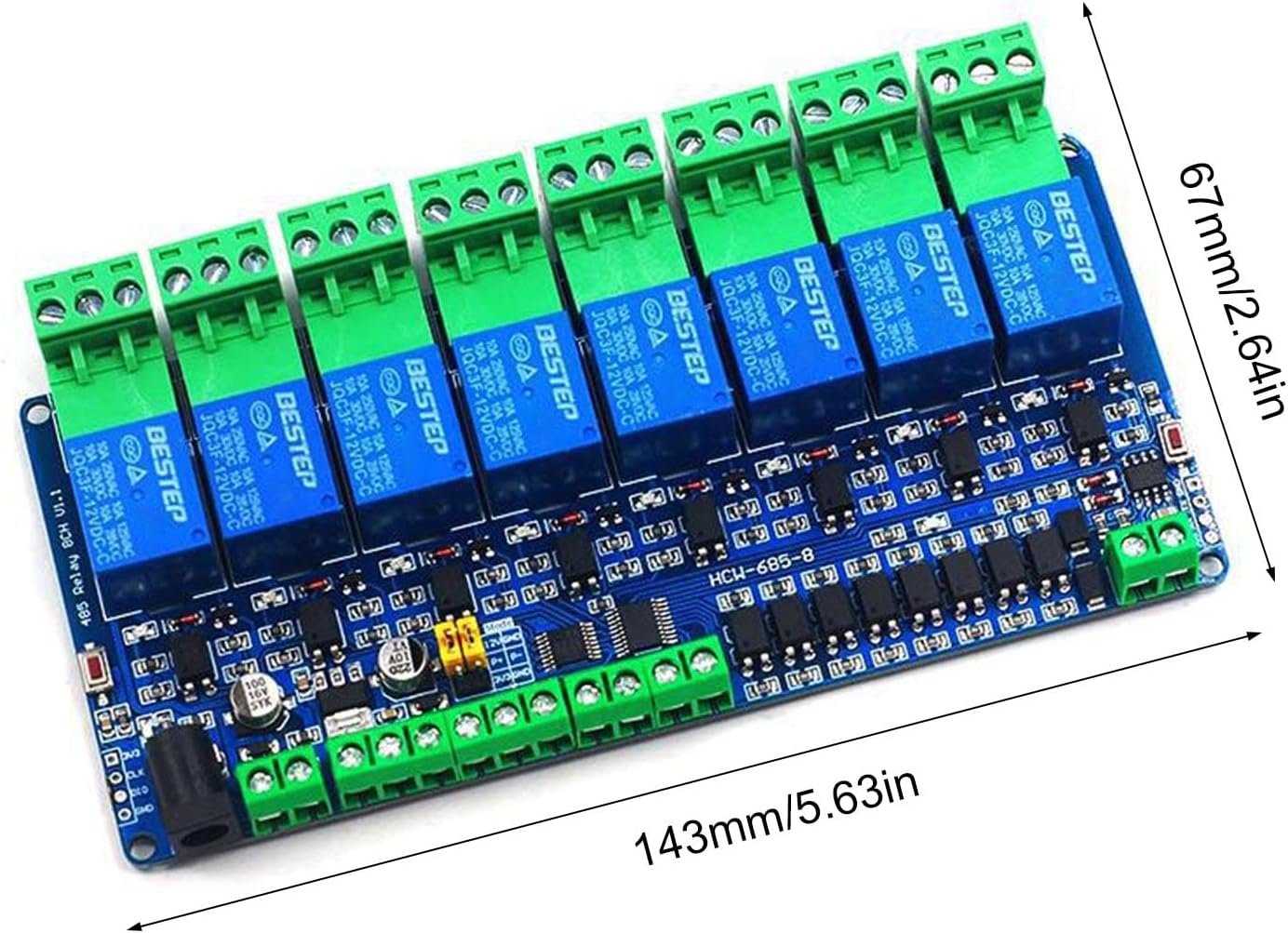 CHENZILIN RTU 8 Channel 12V Relaying Module with RS485 Input Output for Industrial and Home Automation
