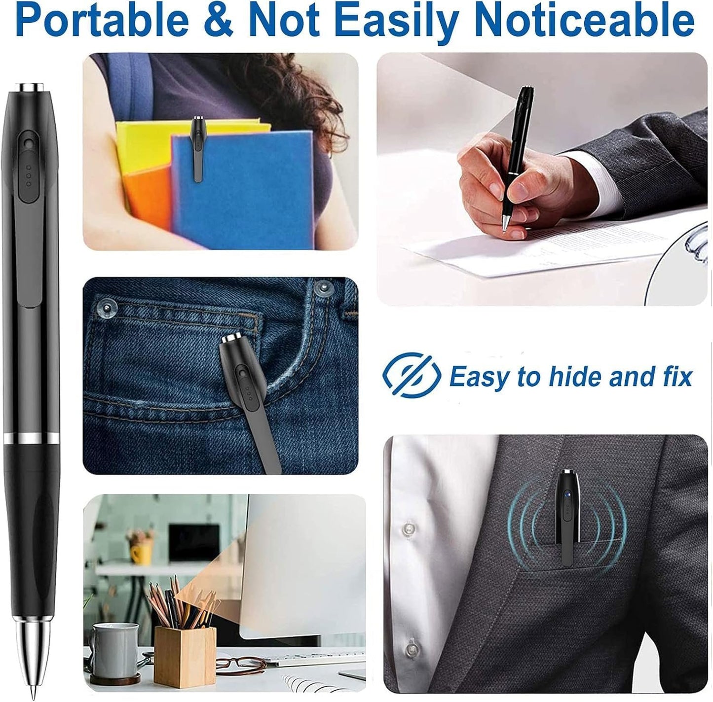GoFu Hidden Spy Camera Pen, HD 1080P Mini Portable Black Secret Camera with 32GB Micro SD Card, Pocket Cam Recorder for Video & Photo & Audio Recording up to 75 Minutes