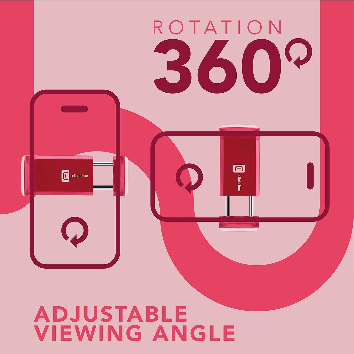 cellularline | Car Holder - Universal | Smartphone Car Mount for Air Vent Fins - Universal for All Mobile Phones - 360° Rotation