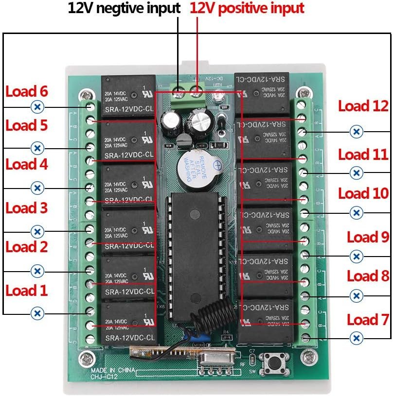12V Relay 12 Channel RF Remote Control Switch Transmitter & Receiver Control for Home Automation