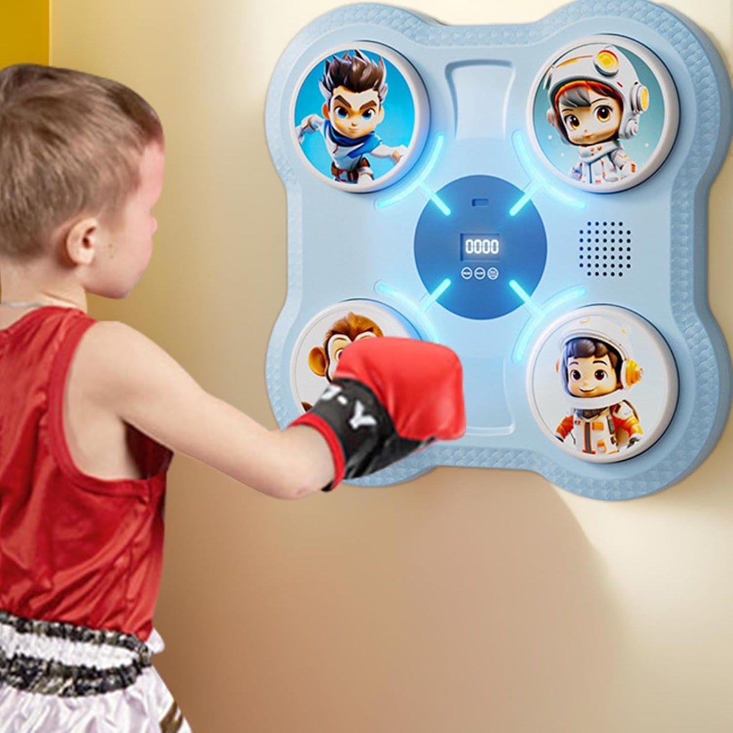 Music Boxing Machine, Smart Punching Target Toys with Gloves, Wall-Mounted Boxing Workout Equipment for Kids and Teens, Interactive Boxing Toy for Stress Relief and Exercise, Fitness Training Gear