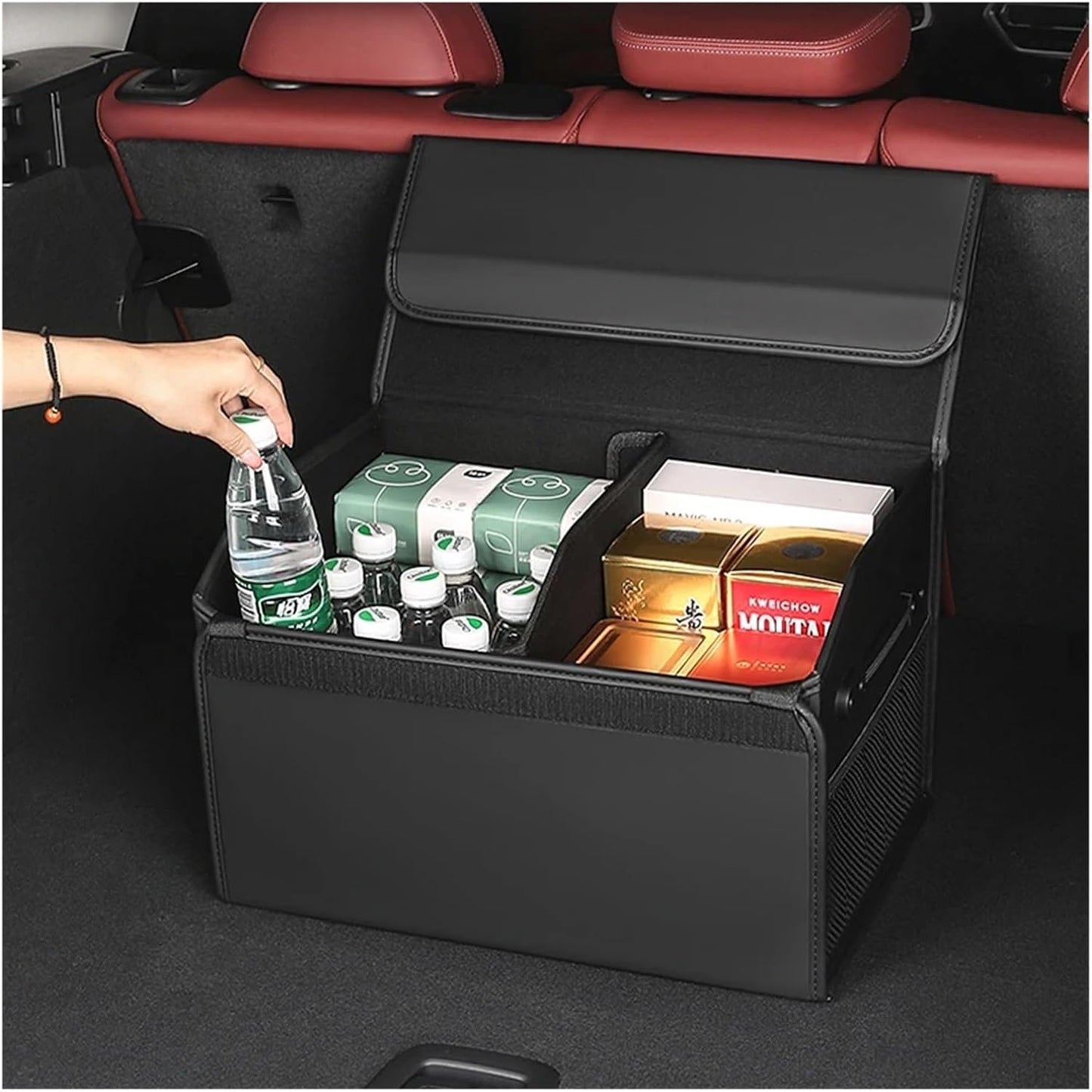 Compatible for Toyota Land Cruiser Prado 150 FJ150 2010-2017 2018 2019 2020 2021 2022 2023 2024 Car Trunk Storage Box Tools Tidying Package (Color : Black)