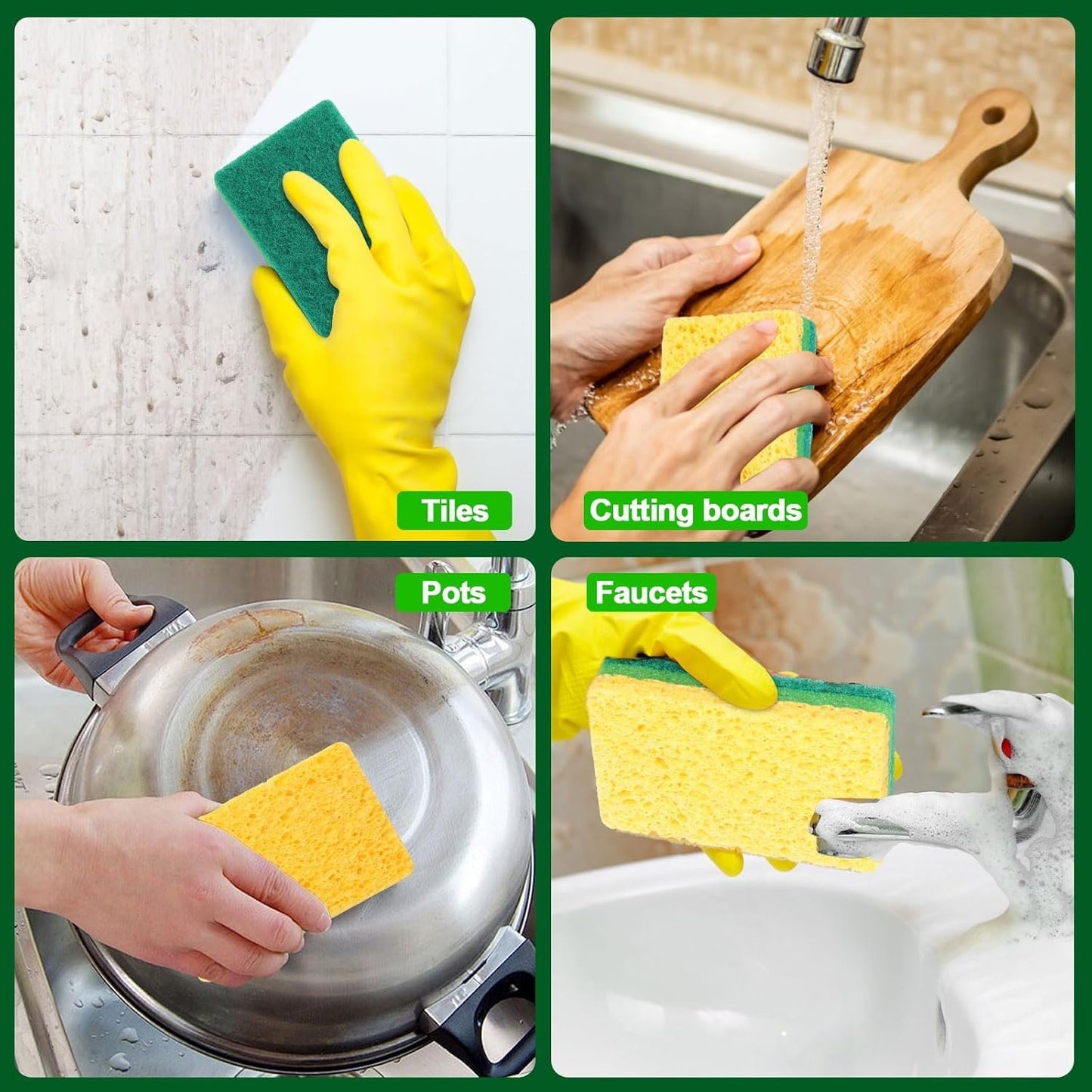Anmoro Heavy Duty Scrub Sponge,24 Pack Kitchen Sponge,Odor Resistant Sponge,Microfiber,Best for Cleaning Tableware Pot