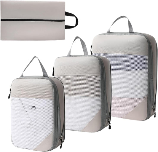 Compression Packing Cubes For Travel - 4-Piece Lightweight Luggage Organizer Set | Space-Saving Suitcase Cubess For Clothes, Ideal Travell Accessories For Packing Efficiency And Organization