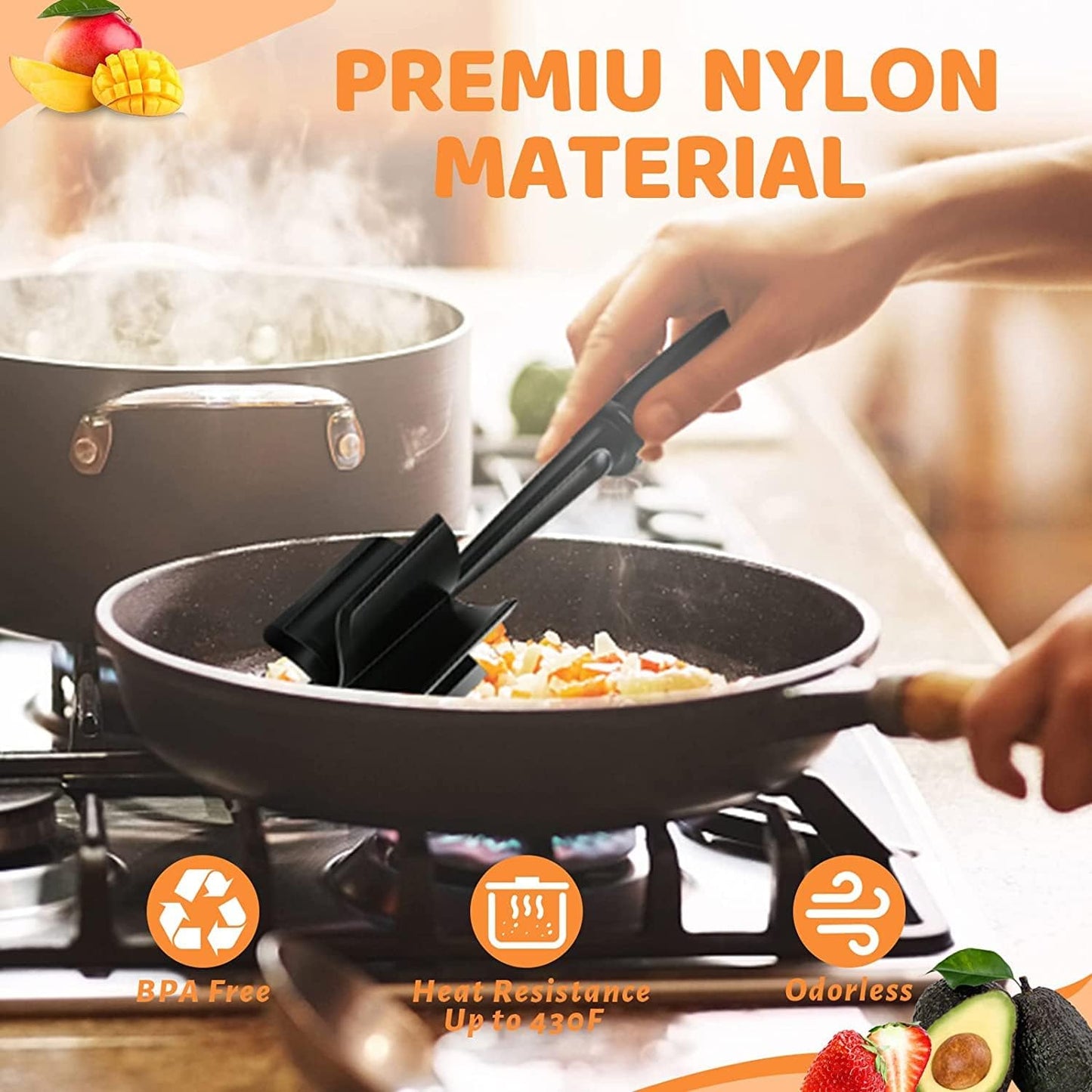 Meat Chopper, Hamburger Chopper, Potato Masher-Professional Multifunctional Heat Resistant Nylon Ground Beef Smasher Kitchen Tools and Gadgets, Safe for Non-Stick Cookware.