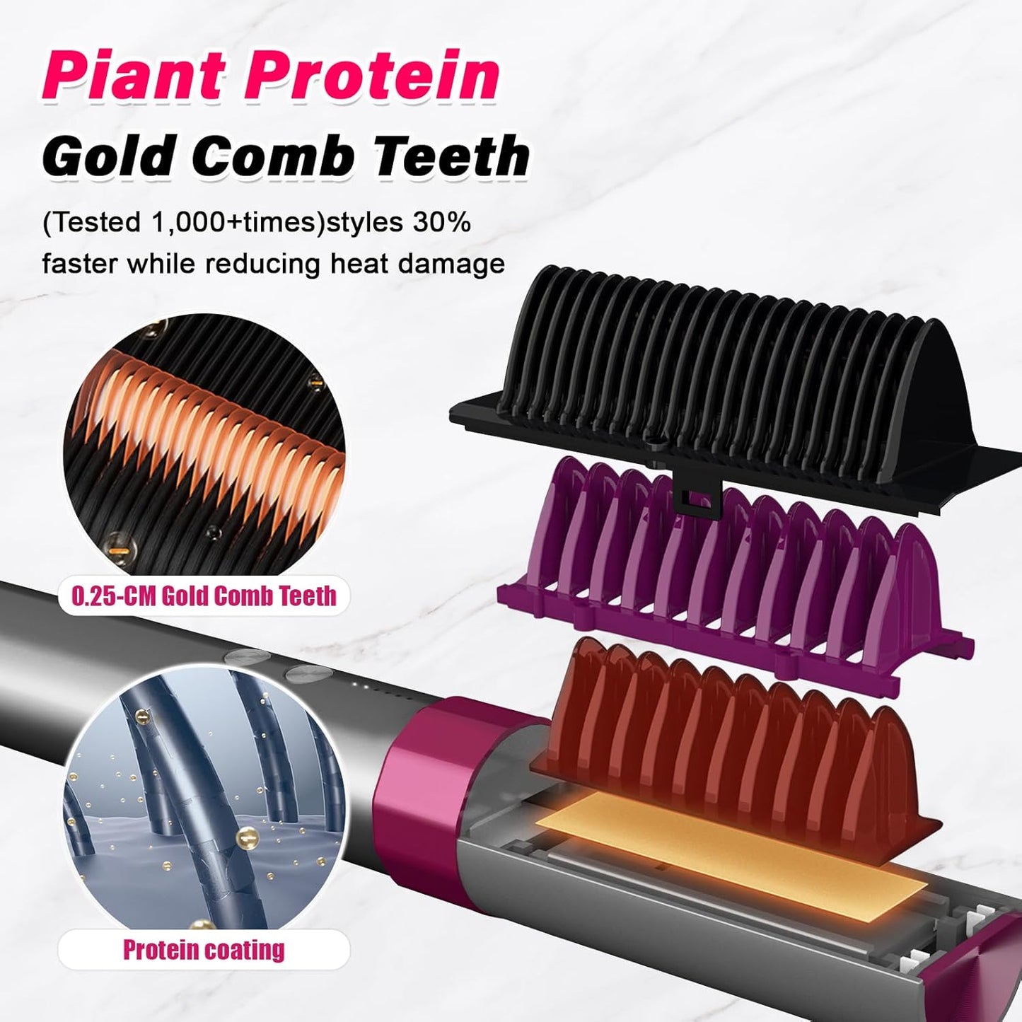 Hair Straightener Brush Negative Ionic,Lightweight Straightening Hot Comb Curler 5 Temps Settings 320°F to 392°F 20s Fast Heating,Professional Styling Tools for Silky Smooth, Frizz-Free Hair