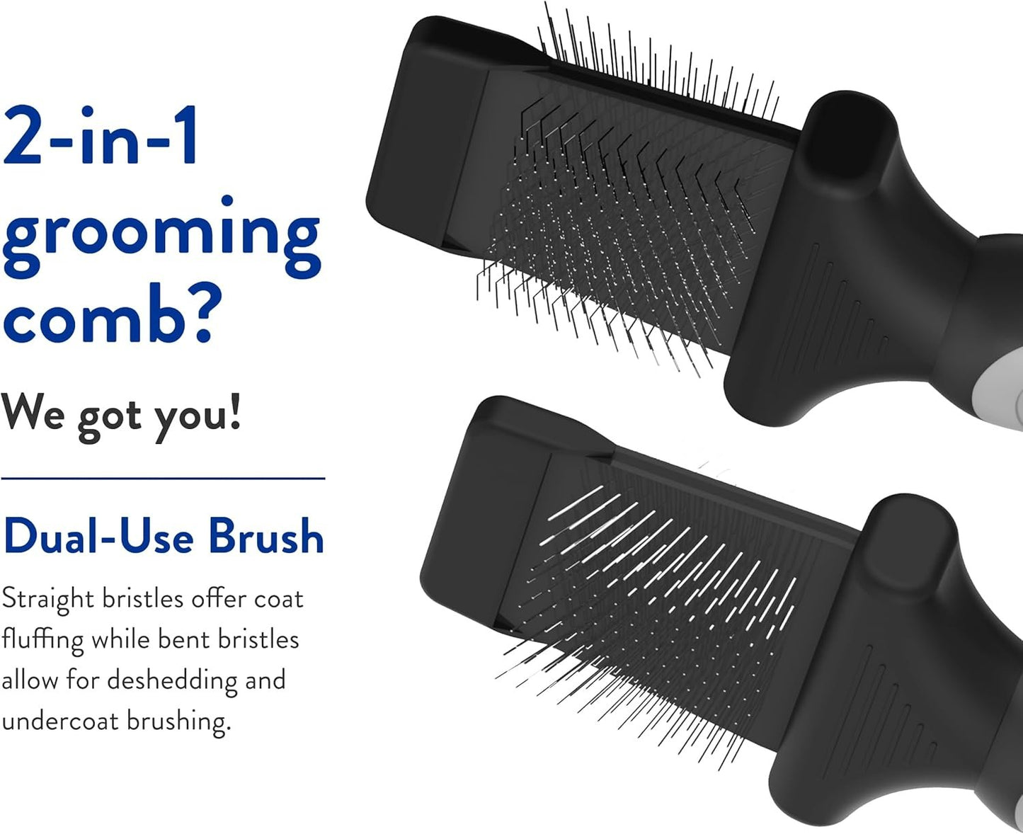 WAHL Professional Animal Double-Sided Flex Slicker Brush for Dogs & Cats (#858478) - Durable Pin Brush for Long-Haired Breeds like Bichon Frises & Collies - Ergonomic Black & Gray Grooming Tool