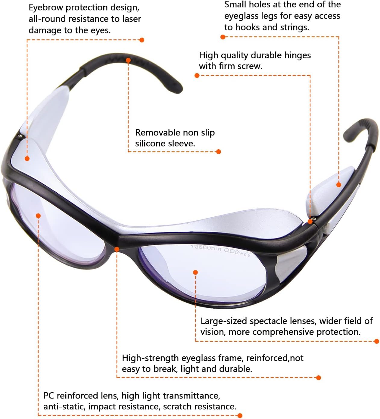 10600nm CO2 Laser Safety Protective Goggles 10600nm Laser Glasses Eye Protection Reflective Laser Glasses CO2 Laser Cutting Machine,9000-11000nm Glasses for Laser Protection with DIN CERTCO Certified