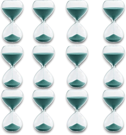 12 Pieces Hourglass Light Blue Size 8 cm Duration 3 Minutes Home Decoration Objects Timer Time Gift Idea Wedding Favor