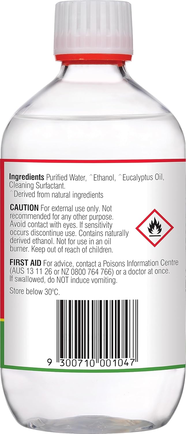 Bosisto's Eucalyptus Solution 500mL | with 100% Natural Eucalyptus Oil, Essential Oils, Dissolves Easily in Water, Natural Cleaning, Deodorising, Australian Made & Owned