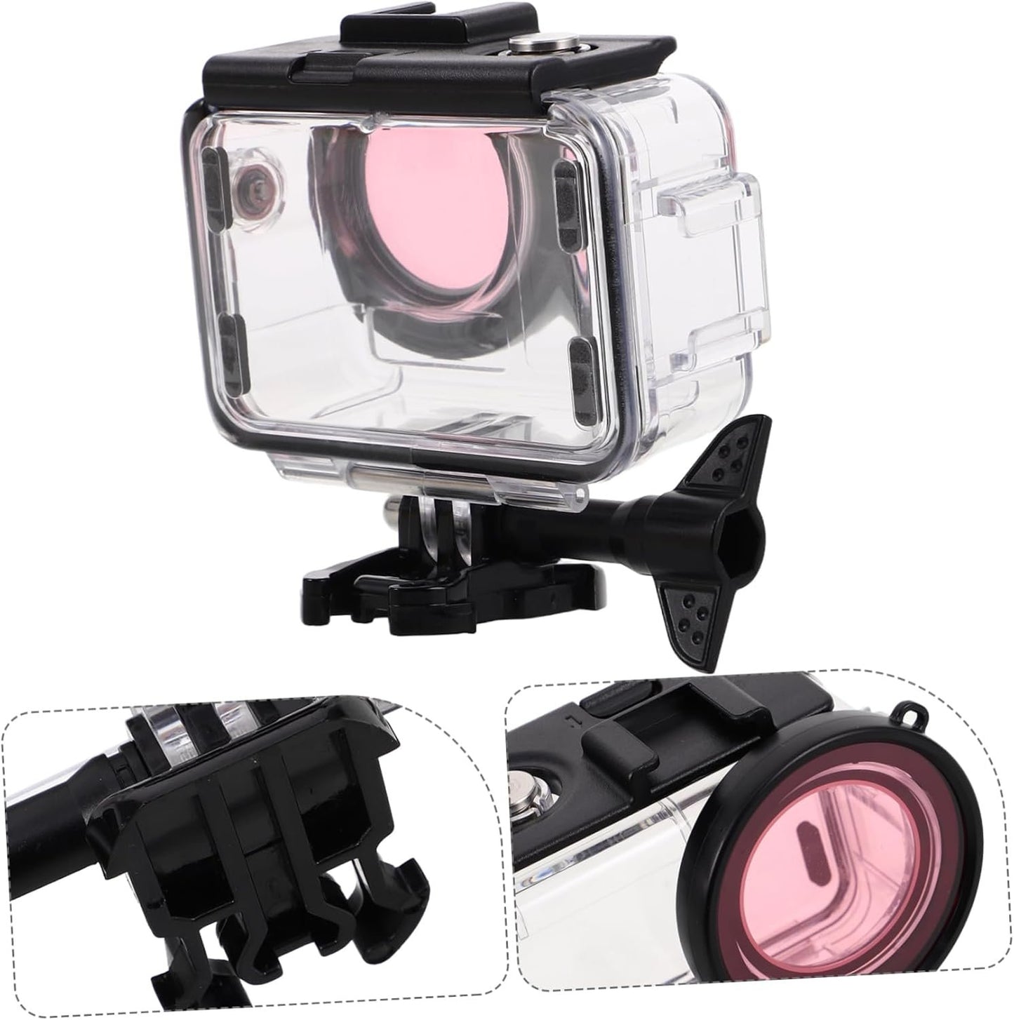 HOMSFOU Small Camera Housing Waterproof Shell Camera Protective Cover Dual Cold Shoe Mounts for Drones Digital Camera Case