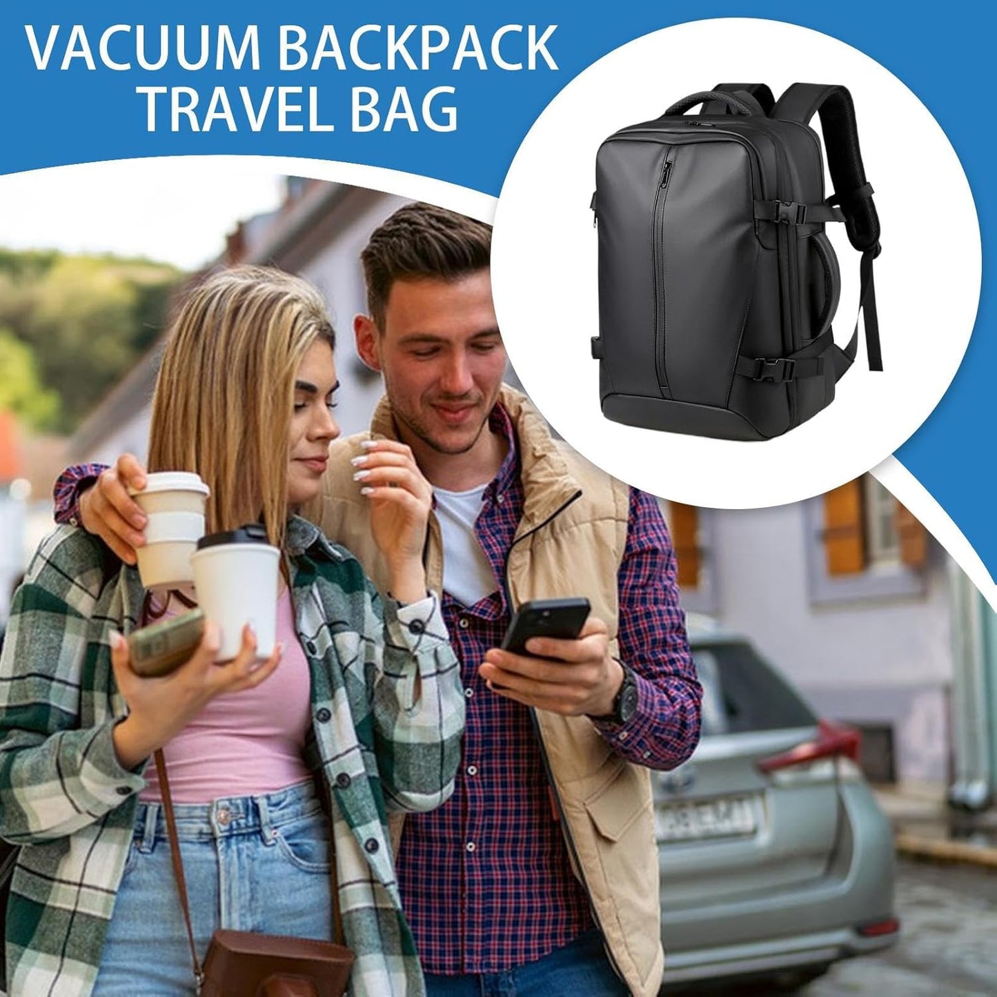 zwxqe Vacuum Backpack, Expandable Compression Bags, Waterproof Travel Backpack, Urban Commute Bag, Outdoor Adventure Gear, Large Capacity Storage for Business Trips and Weekend Getaways