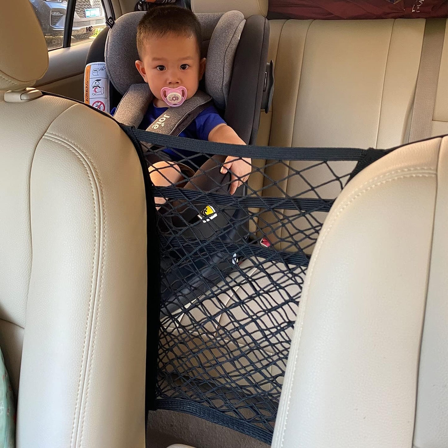 3-Layer Car Mesh Organizer, Seat Back Net Bag, Barrier of Backseat Pet Kids, Cargo Tissue Purse Holder, Driver Storage Netting Pouch(Upgrade stretch length)