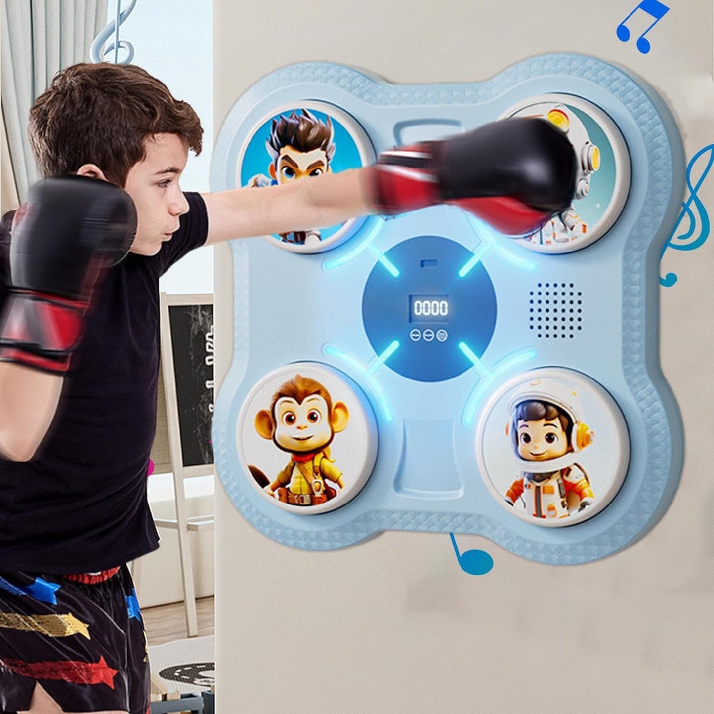 Music Boxing Machine, Smart Punching Target Toys with Gloves, Wall-Mounted Boxing Workout Equipment for Kids and Teens, Interactive Boxing Toy for Stress Relief and Exercise, Fitness Training Gear