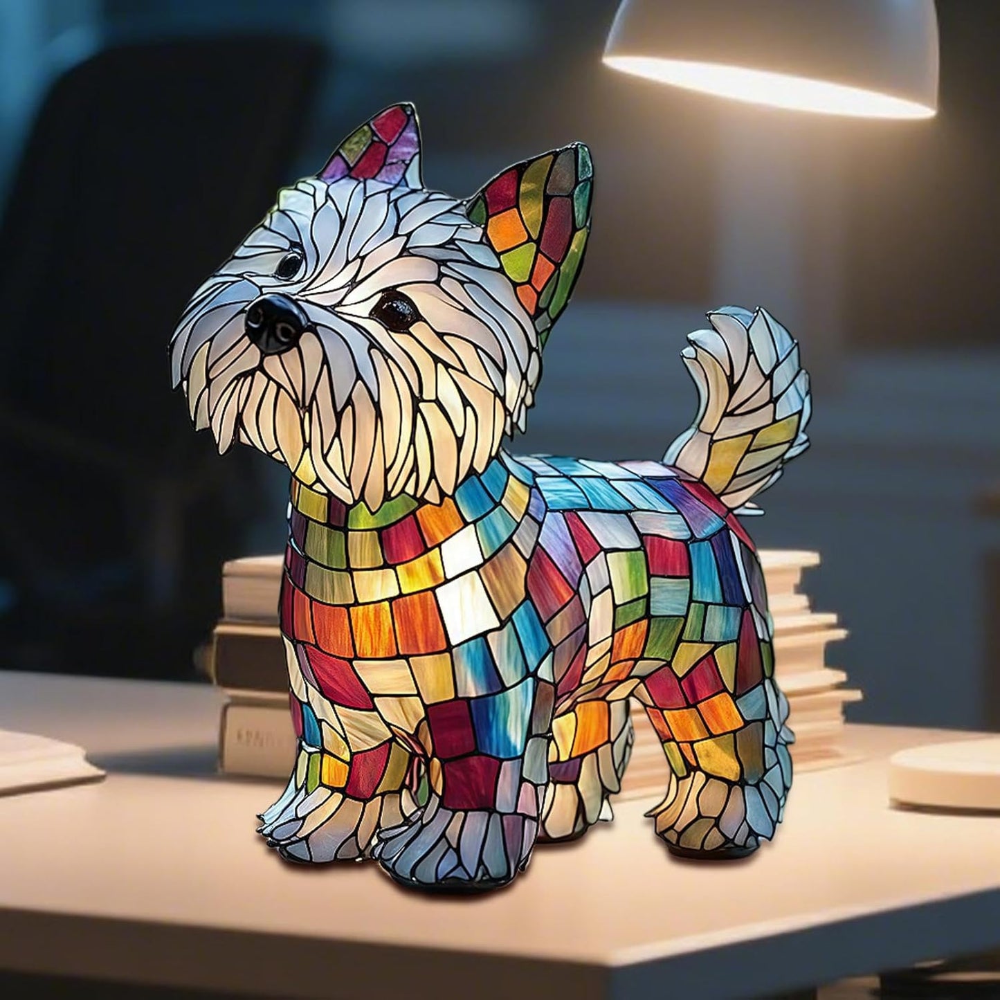 Aceirropy Table LED Light,Dogs Themed Bedside Night Resin Light - Rechargeable Ambience Lamp for Bedside Bedroom Shelf Living Room
