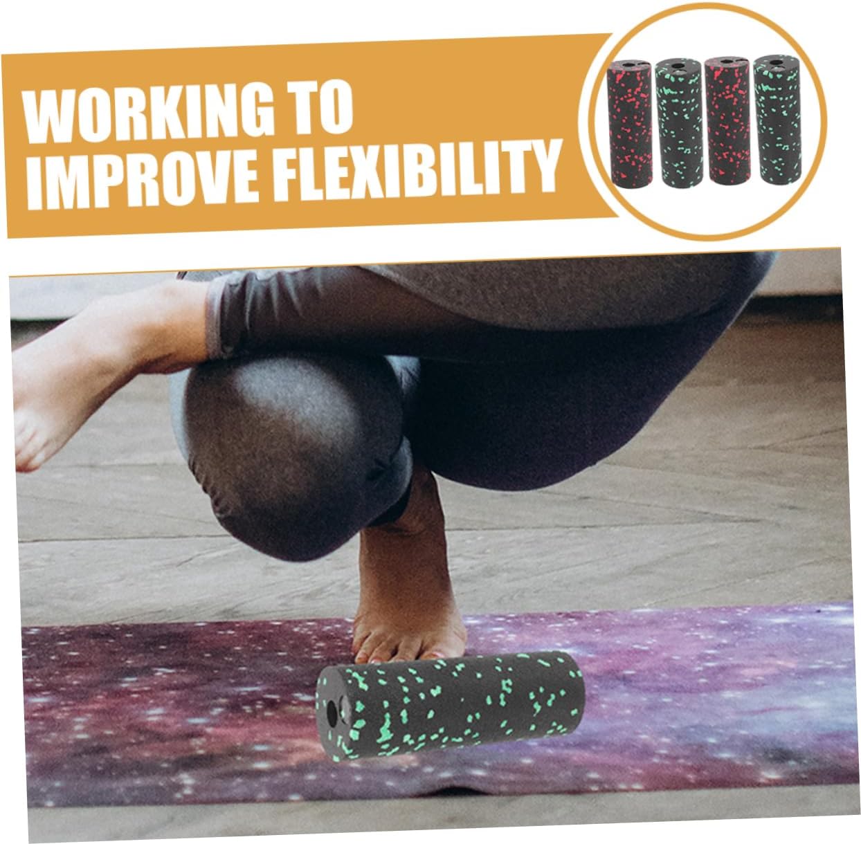 ibasenice 4 Pezzi Mini colonna yoga Accessori yoga massaggiante in sughero massaggio a colonna a rulli per l'esercizio di rilassamento muscolare del corpo epp