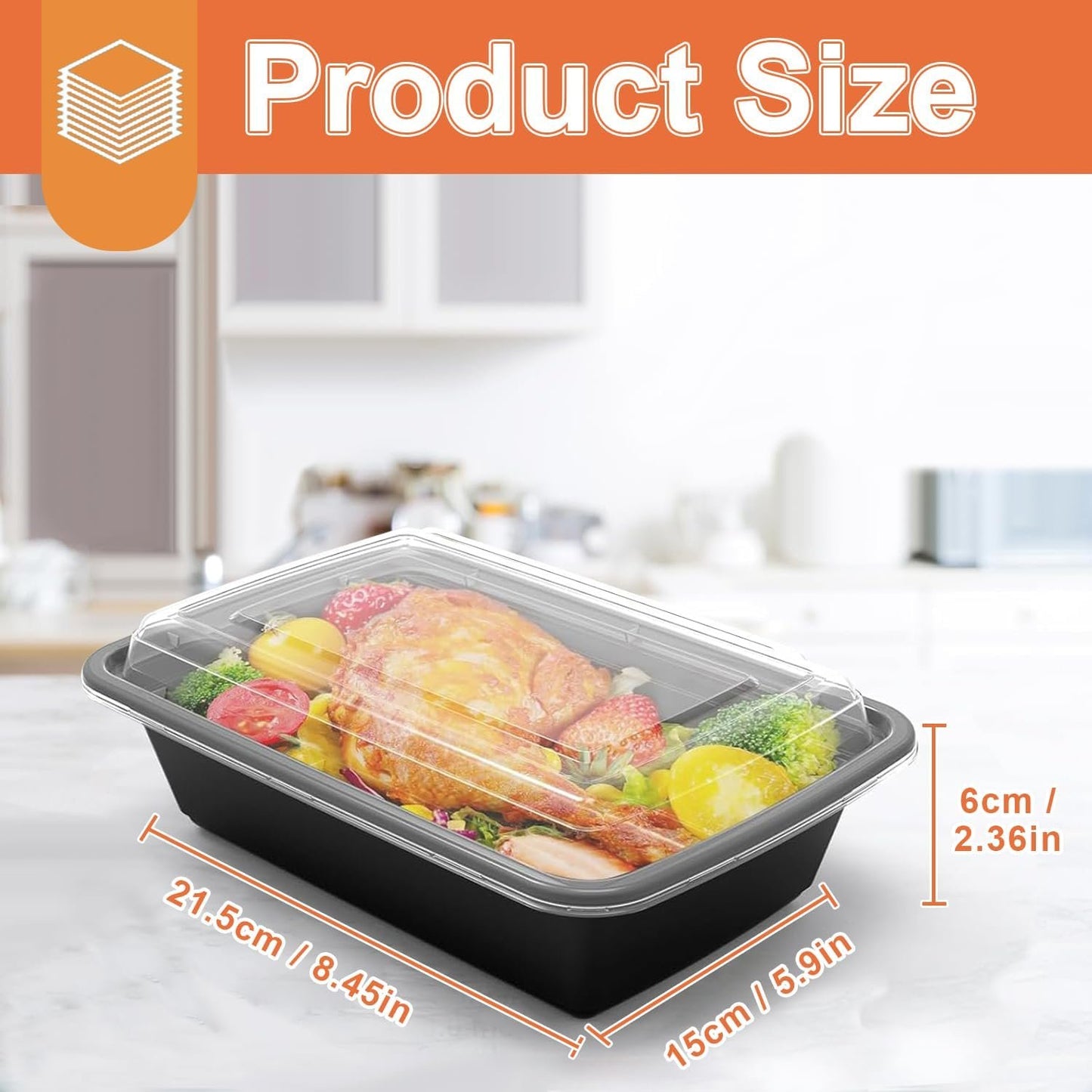 10 Pack Meal Prep Containers, 32 oz Food Storage Container with Lid, Lunch box Reusable, Plastic containers BPA Free Take-Out Box Microwave Dishwasher Freezer Safe