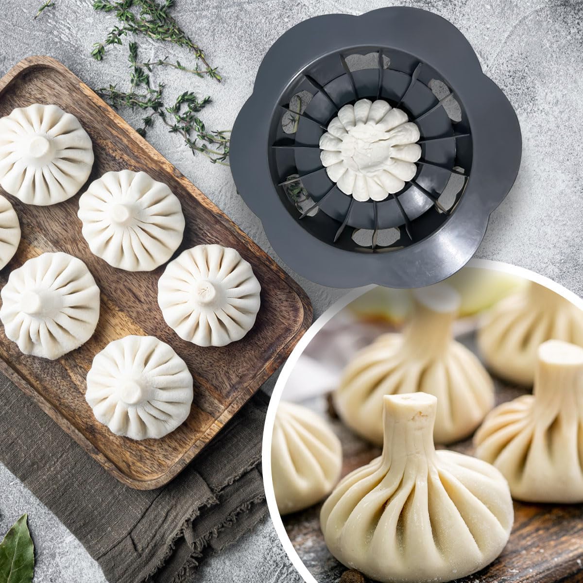Baozi Maker Machine,6.57" Dumpling Momo Maker Mold Plastic Kitchen Gadget Tool Homemade Bao Buns Preparation Culinary Exploration Ease of Use Cleaning