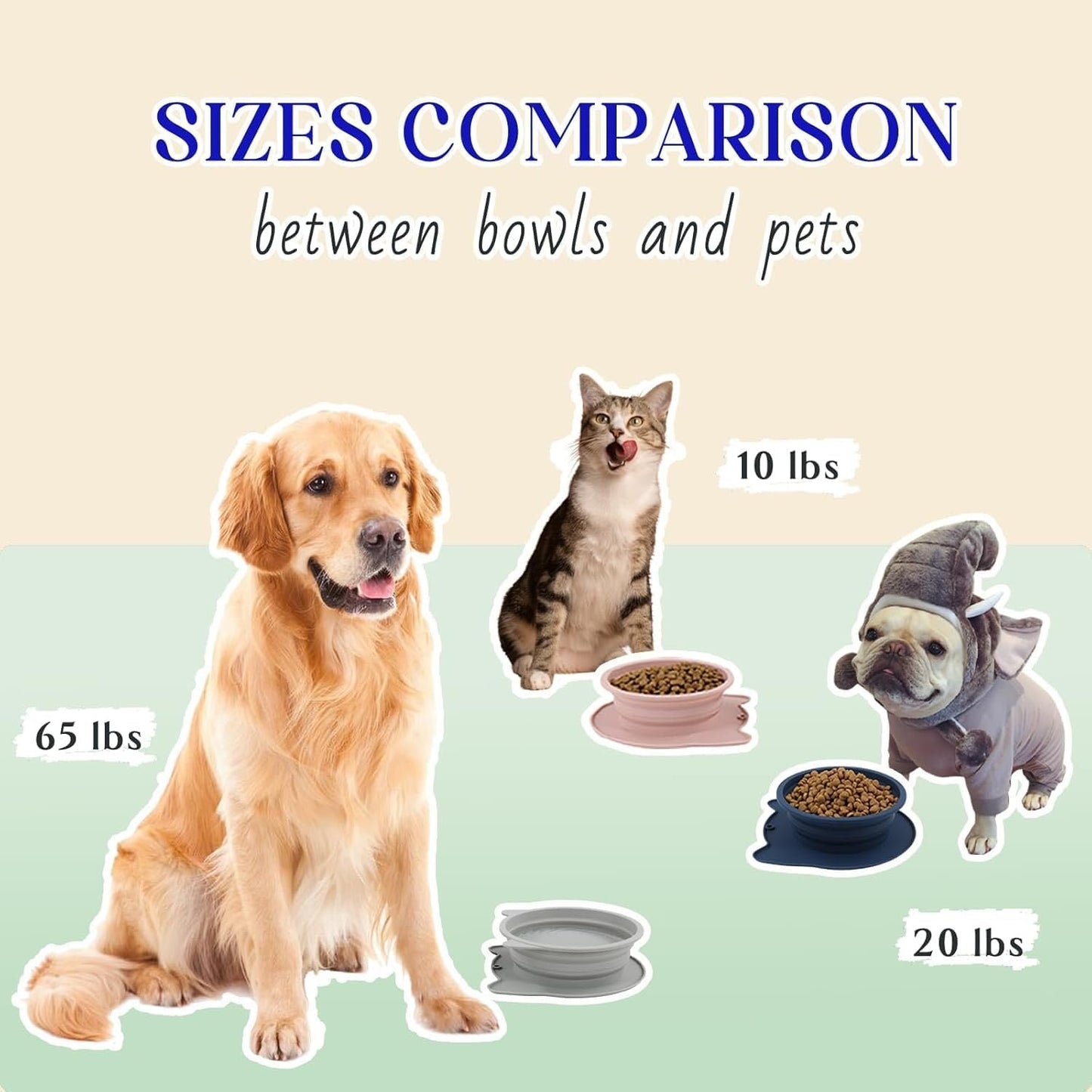 RUNROLE 2-in-1 Collapsible Silicone Dog Travel Bowls, Slot Together and Use Separately, Portable Pet Food Water Bowls, Foldable Cat Feeding Watering Dishes, 20OZ+27OZ(Purple)