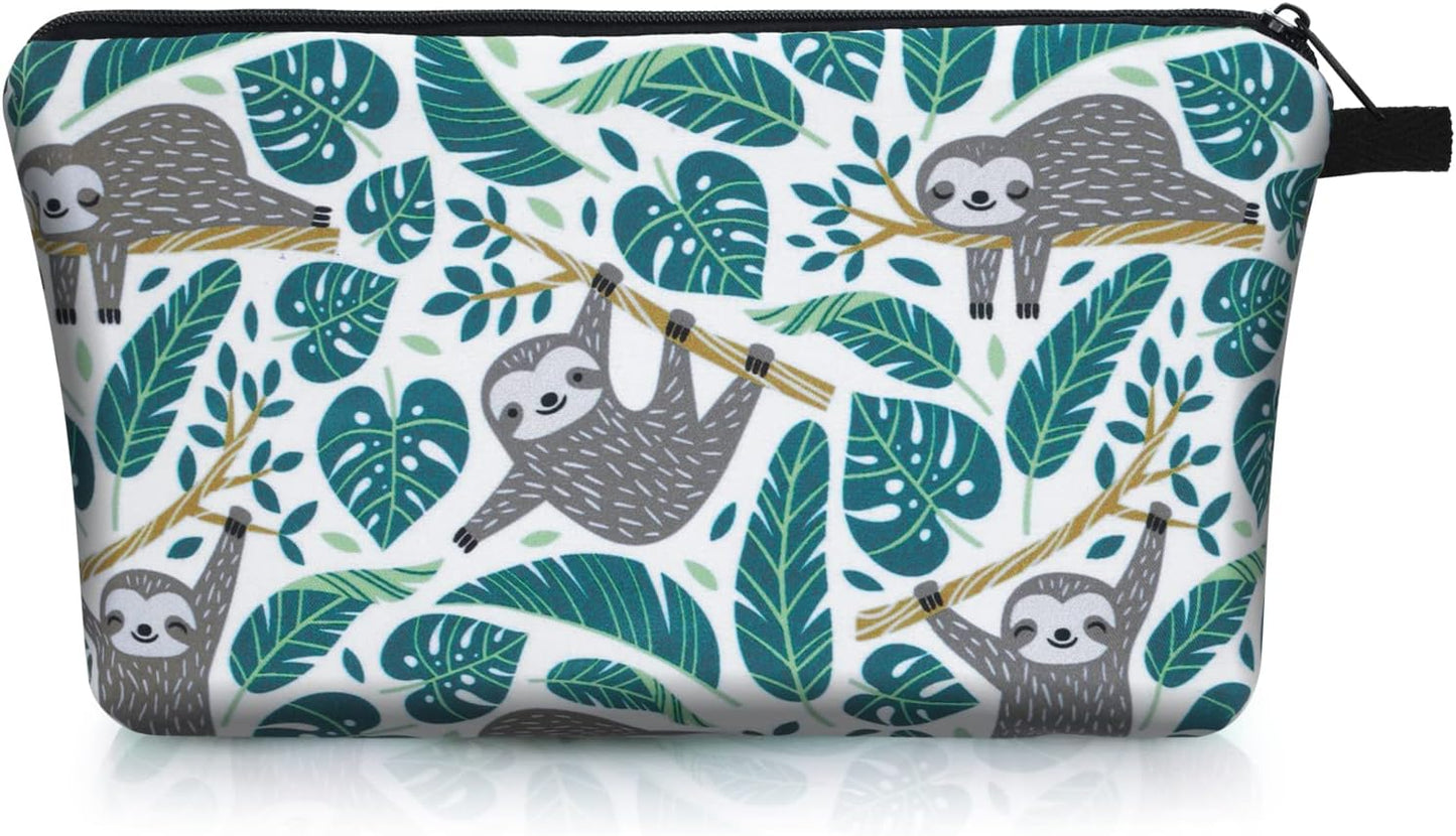 Sibba Makeup Bag Small Organizer Toiletry Cosmetics Black Mini Nylon Sunflower Make Up Pouch Zipper Back to School Accessories Teenagers Women Travel Lazy Green Bags, green, Bag Organizer