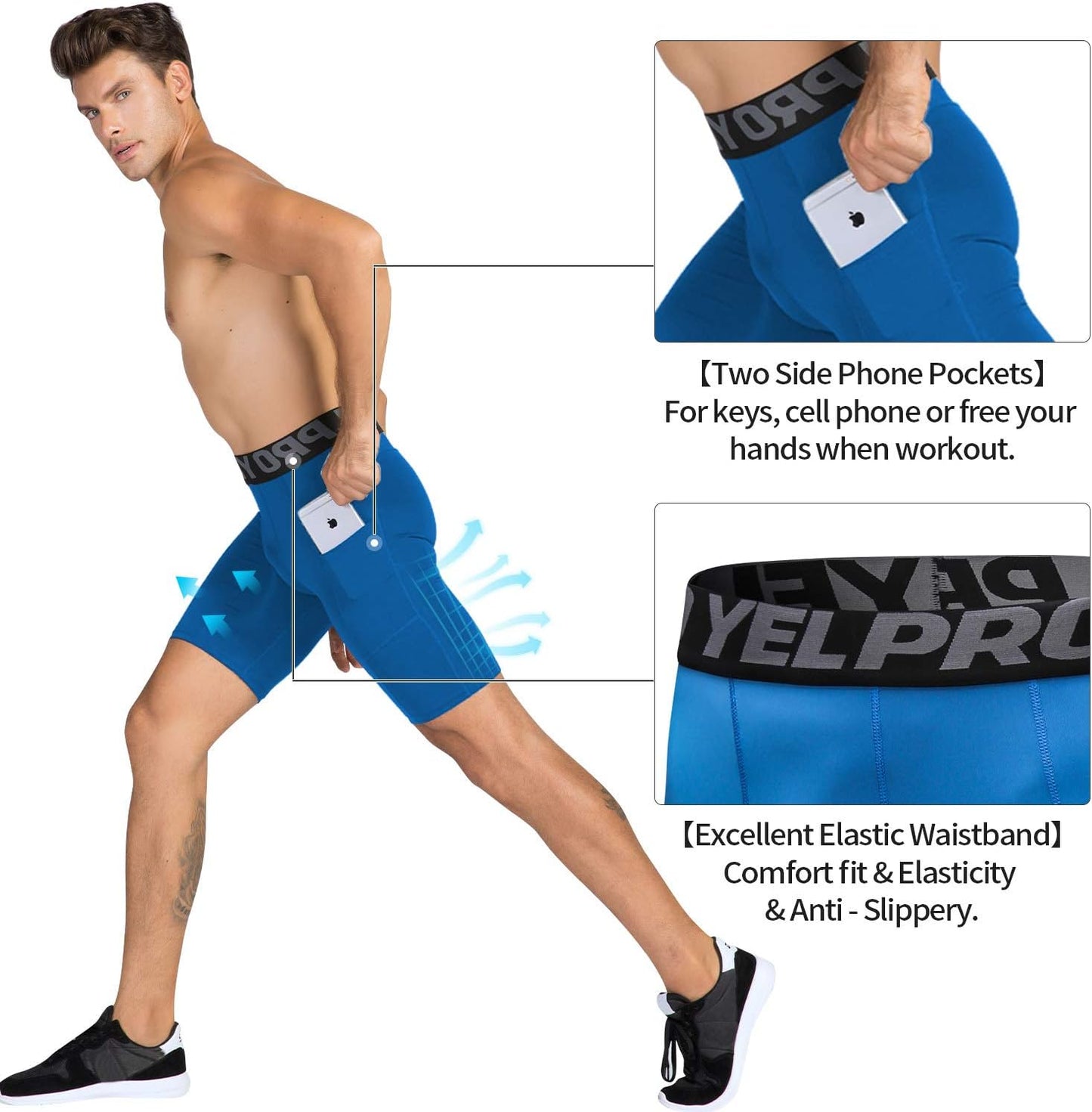 SPVISE Compression Shorts Men 1/3 Pack, Dry Fit Compression Underwear Spandex Running Shorts, Workout Athletic Shorts Pocket